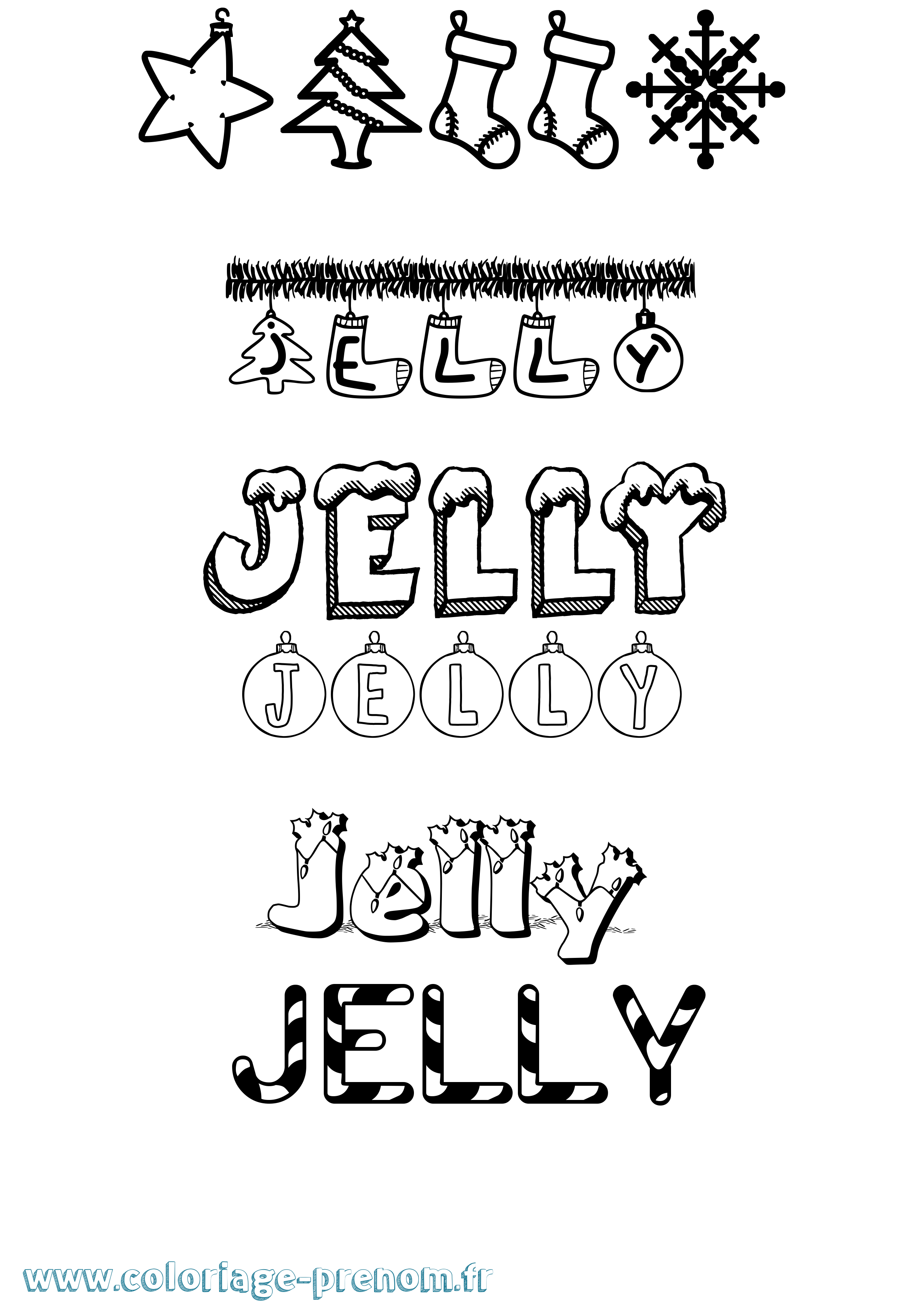 Coloriage prénom Jelly Noël