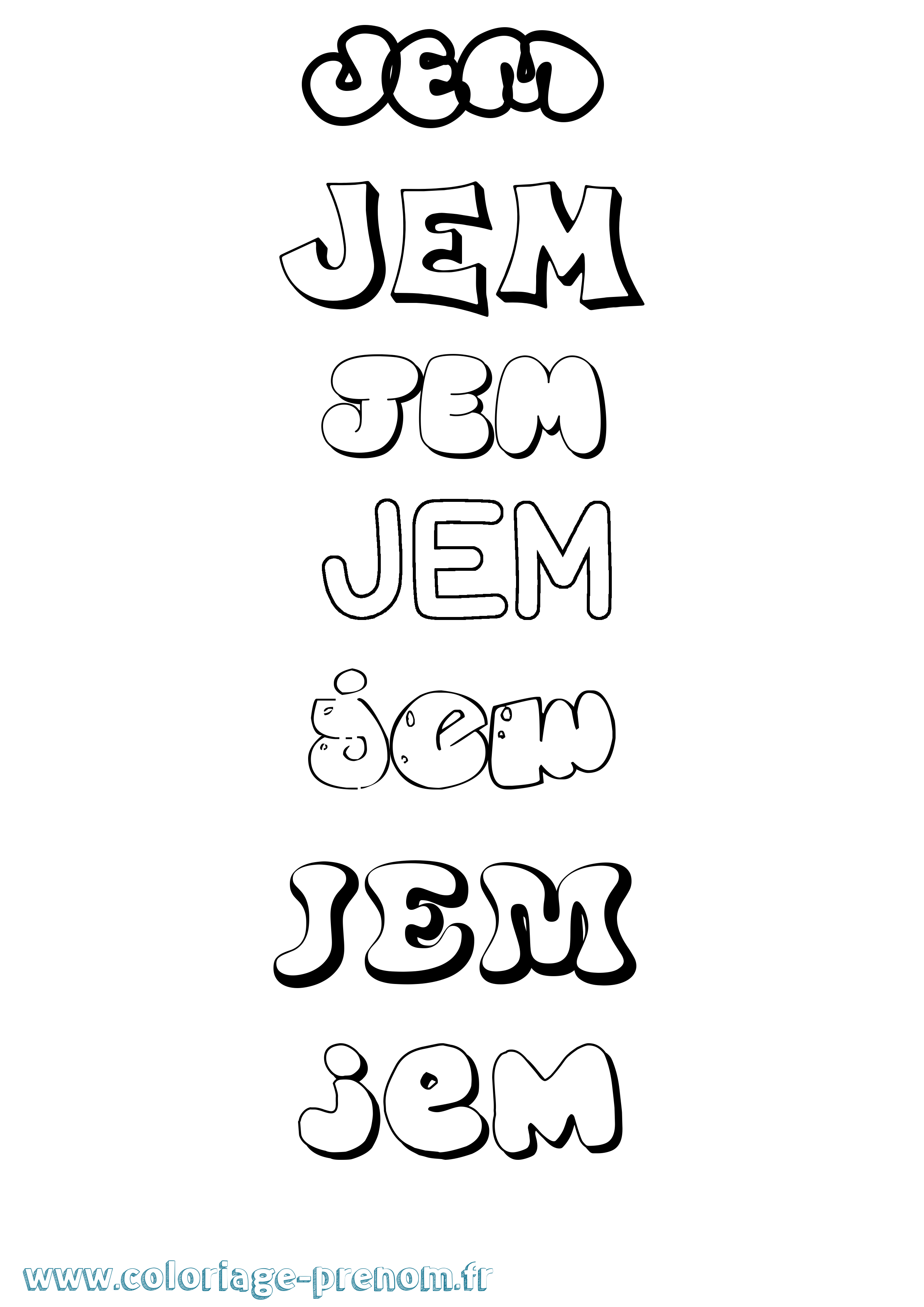 Coloriage prénom Jem Bubble