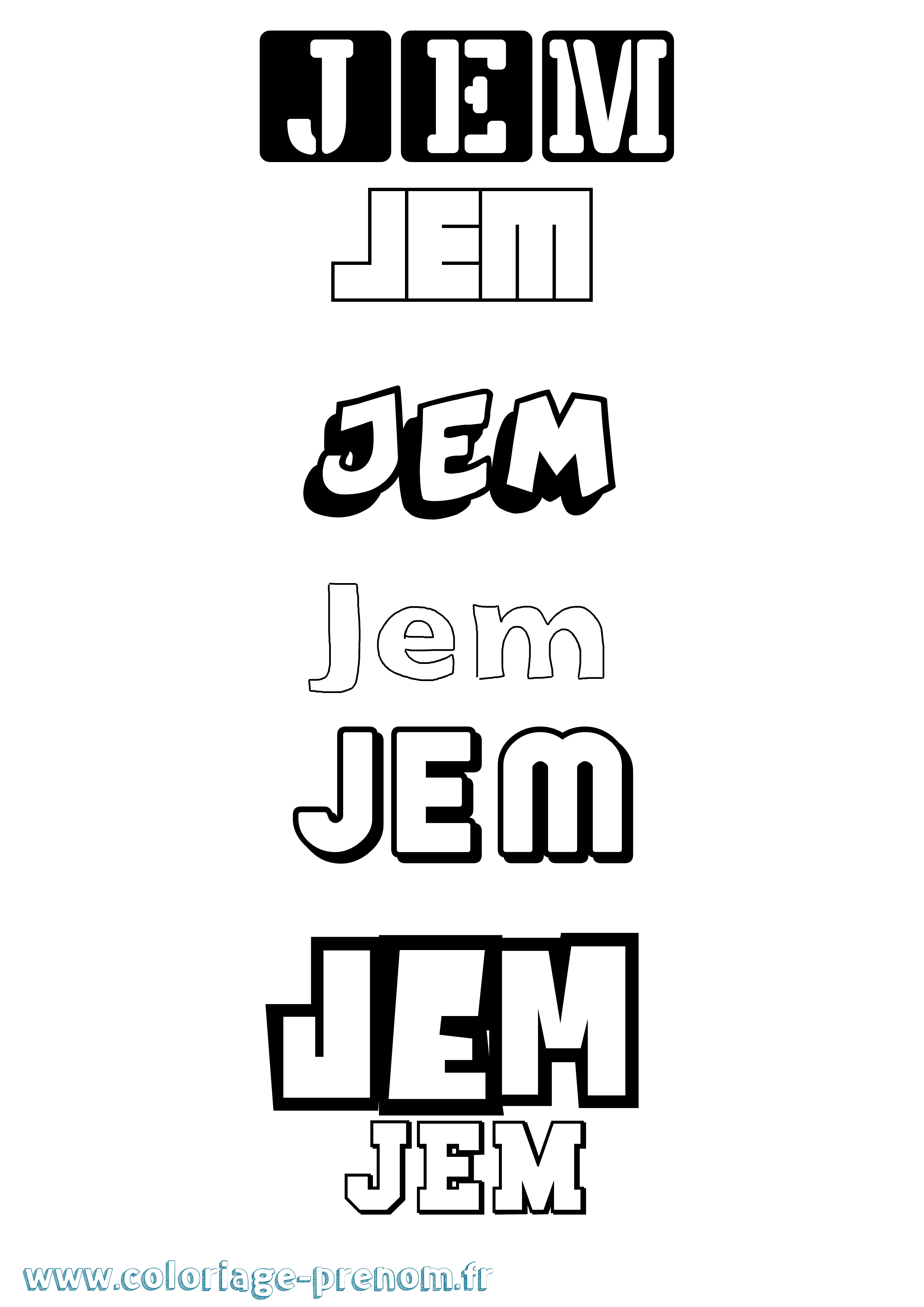 Coloriage prénom Jem Simple