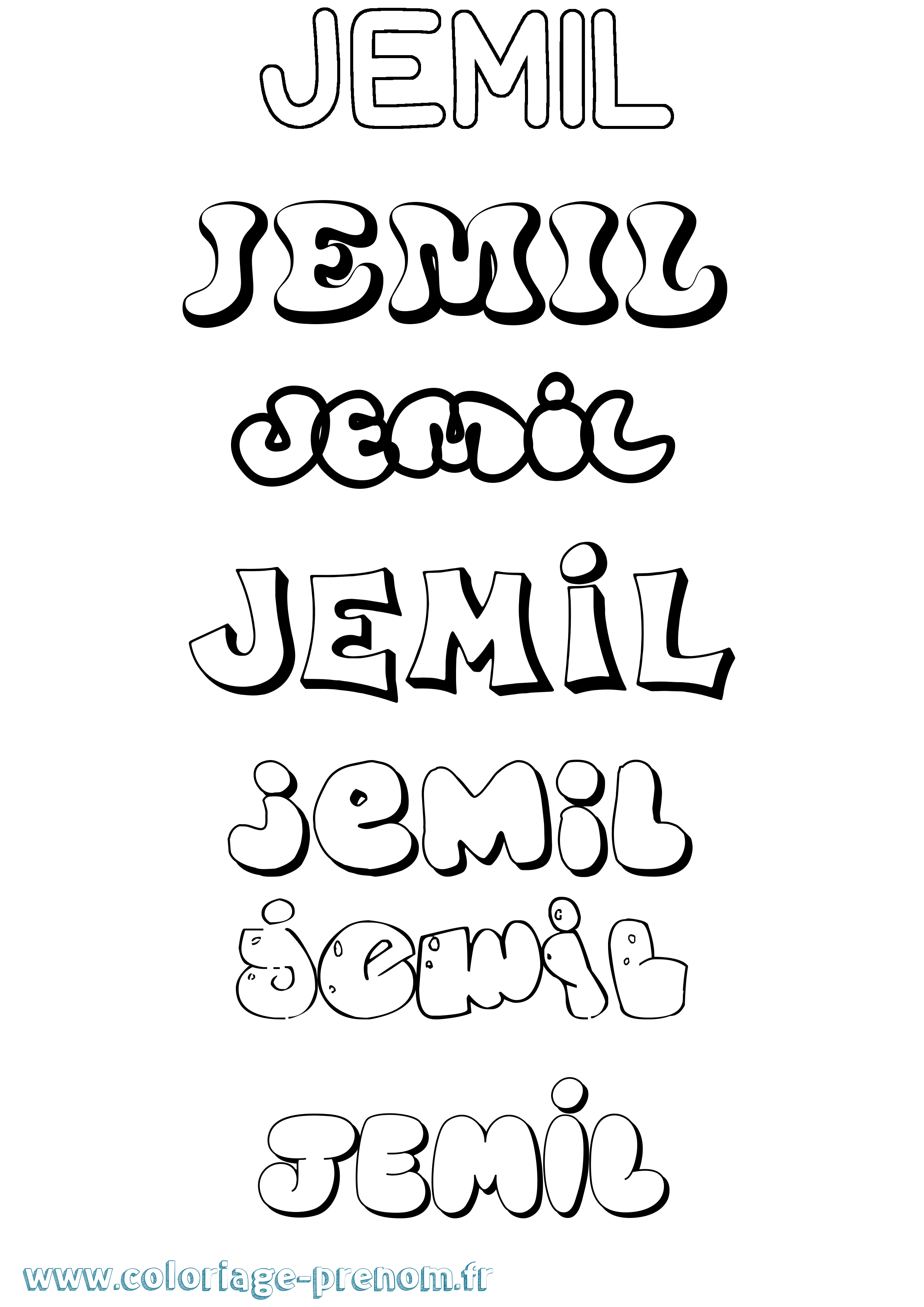 Coloriage prénom Jemil Bubble