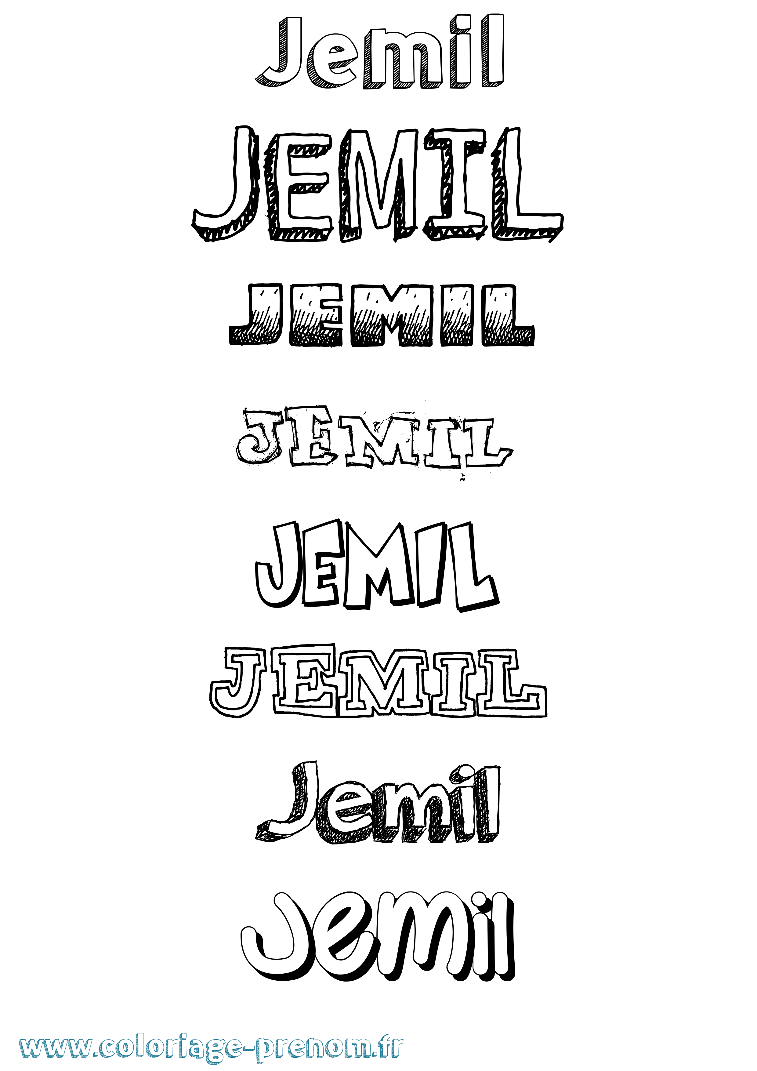 Coloriage prénom Jemil Dessiné