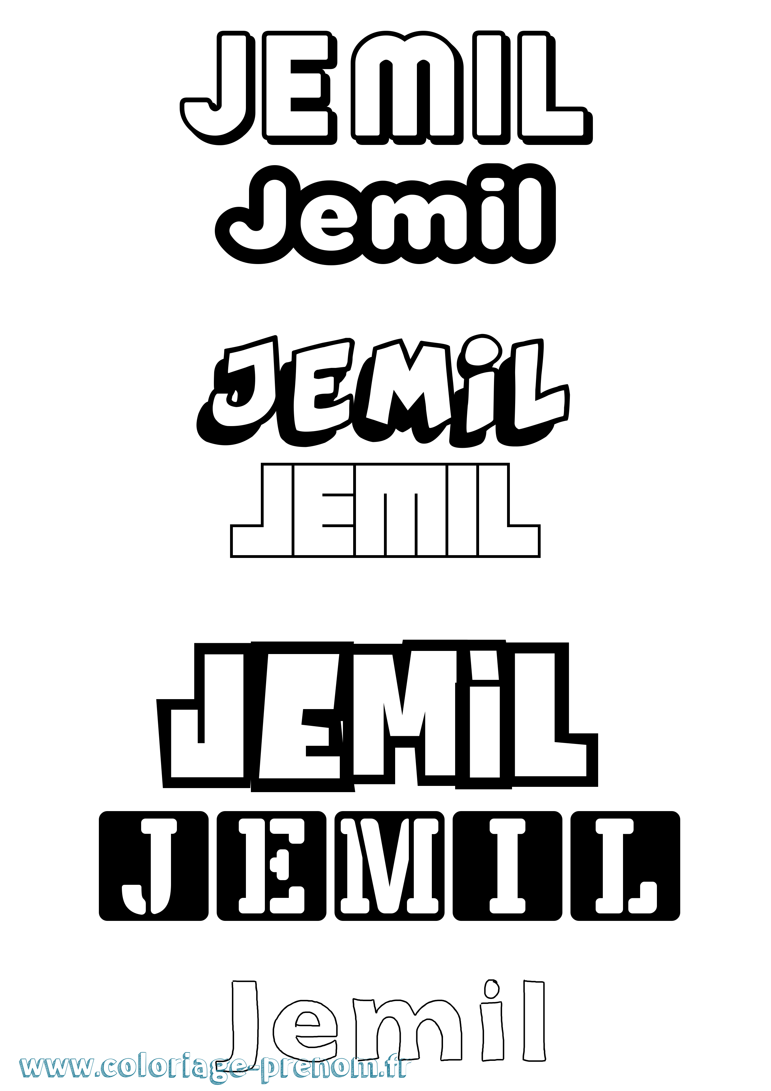 Coloriage prénom Jemil Simple