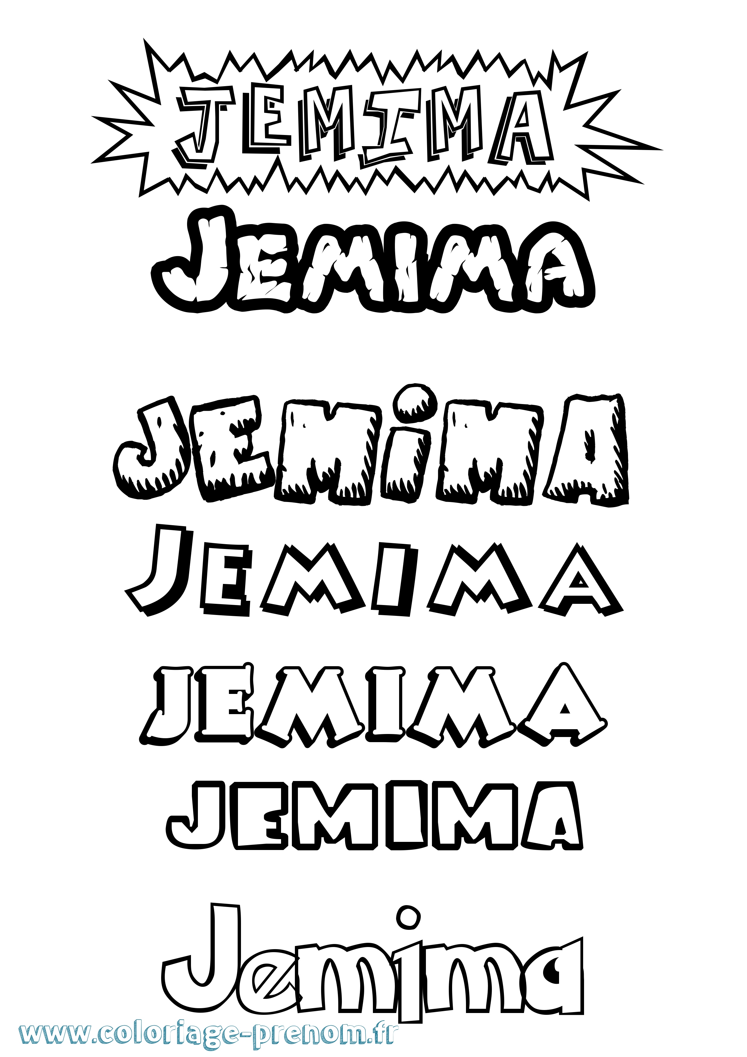 Coloriage prénom Jemima Dessin Animé