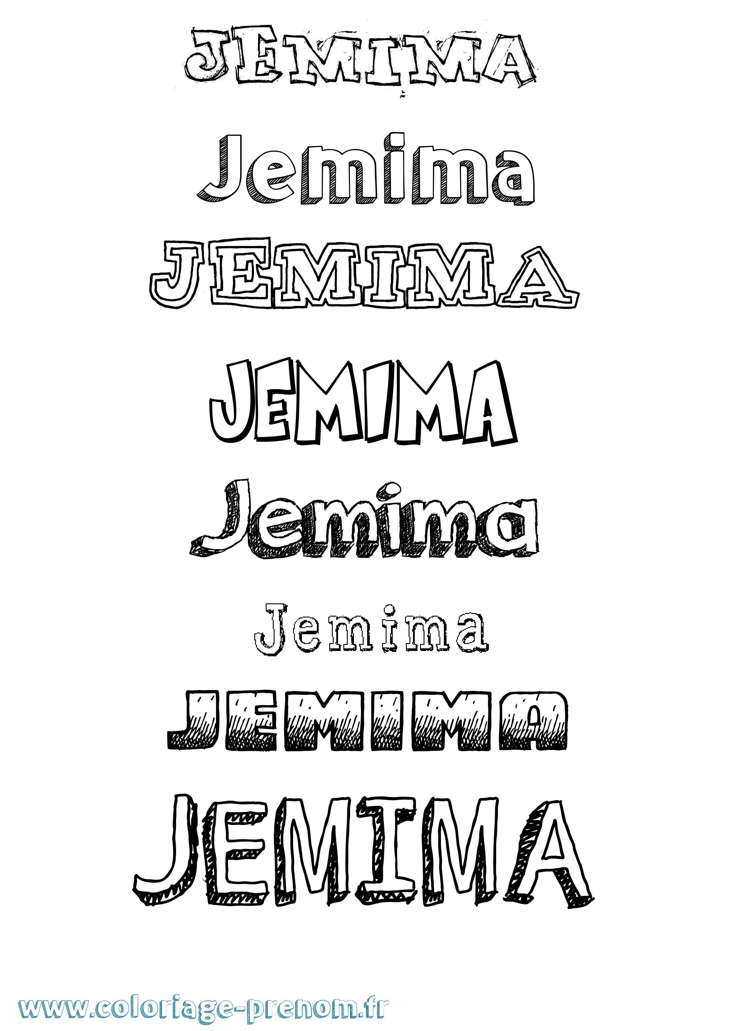 Coloriage prénom Jemima Dessiné