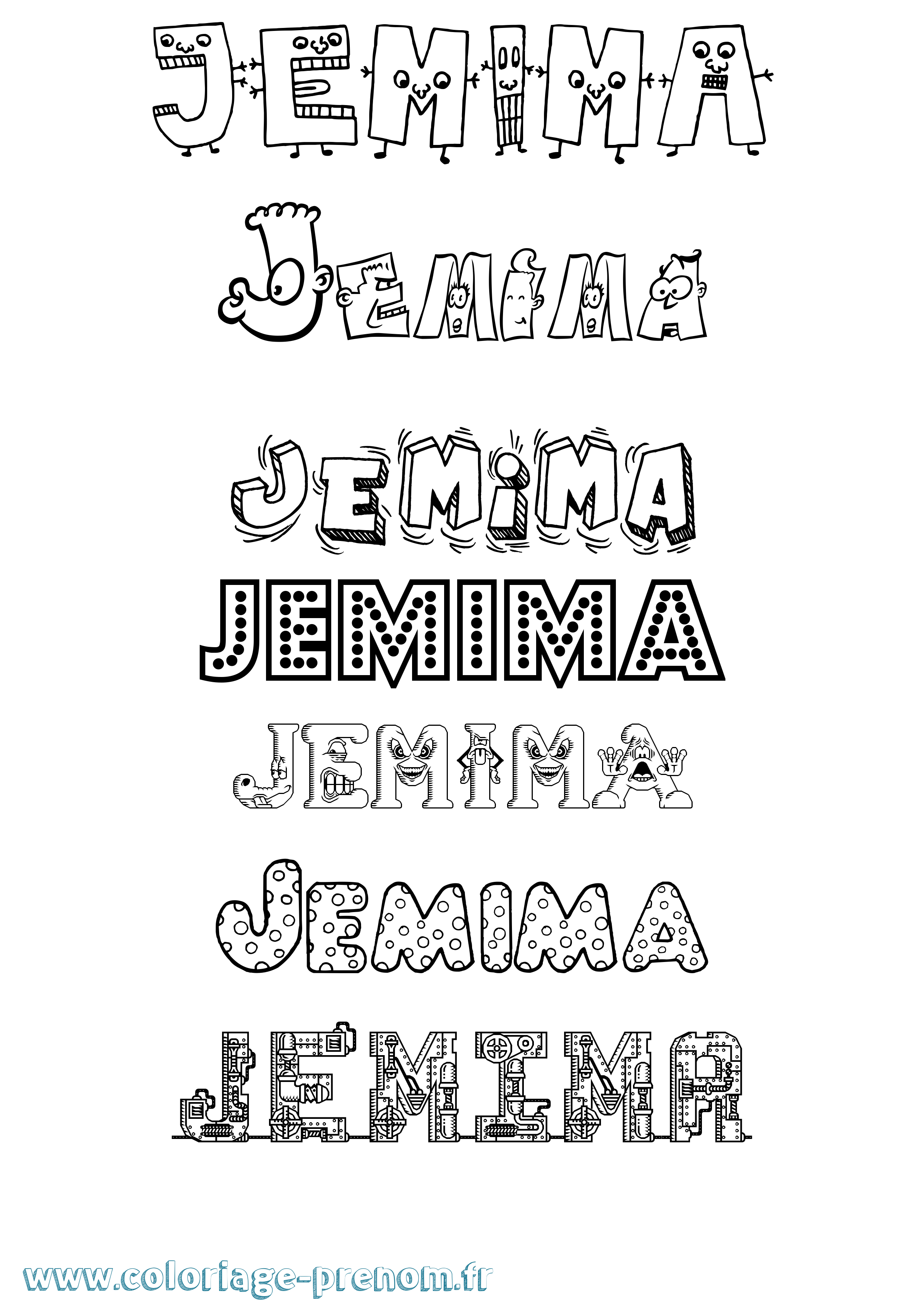 Coloriage prénom Jemima Fun