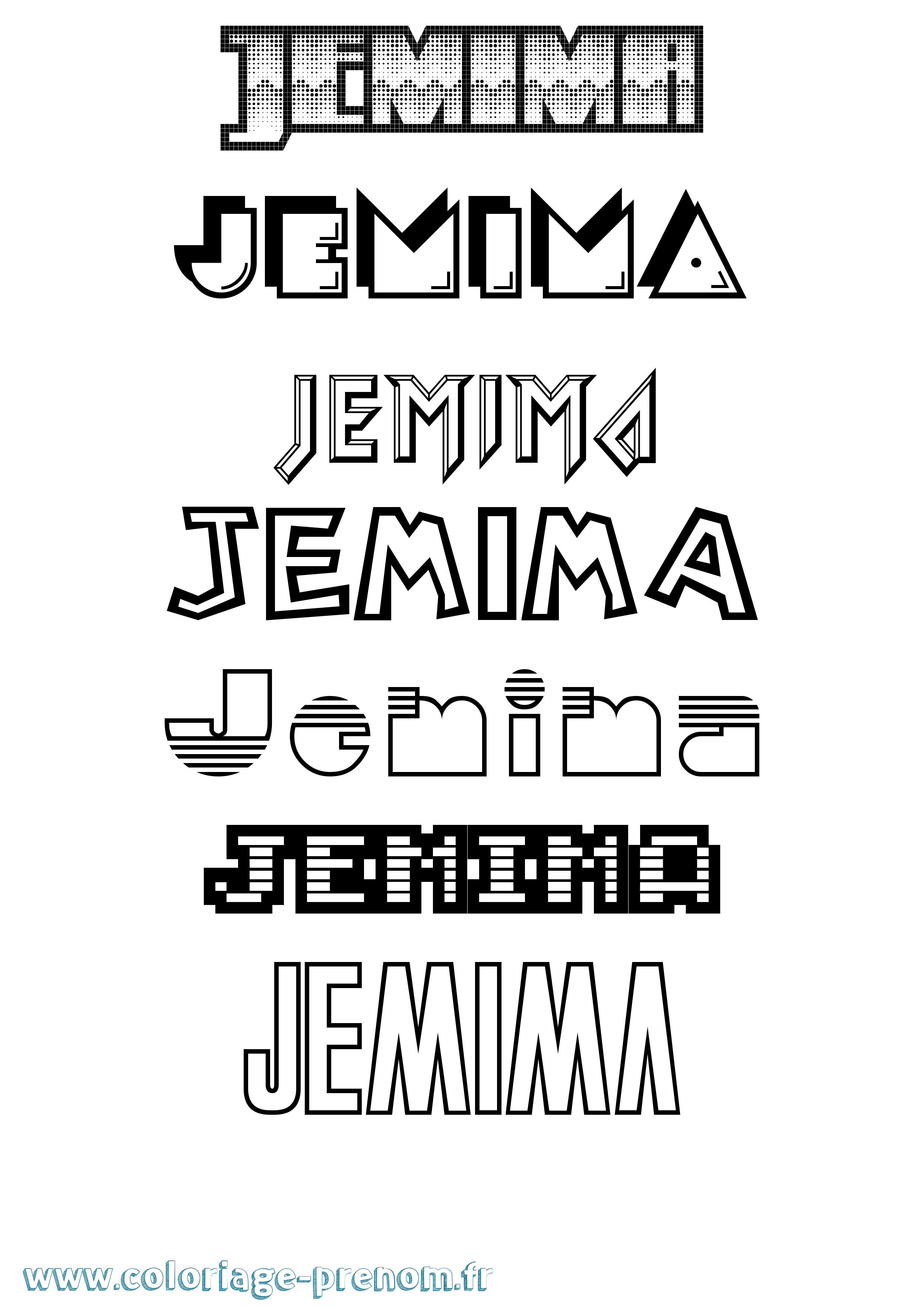 Coloriage prénom Jemima Jeux Vidéos
