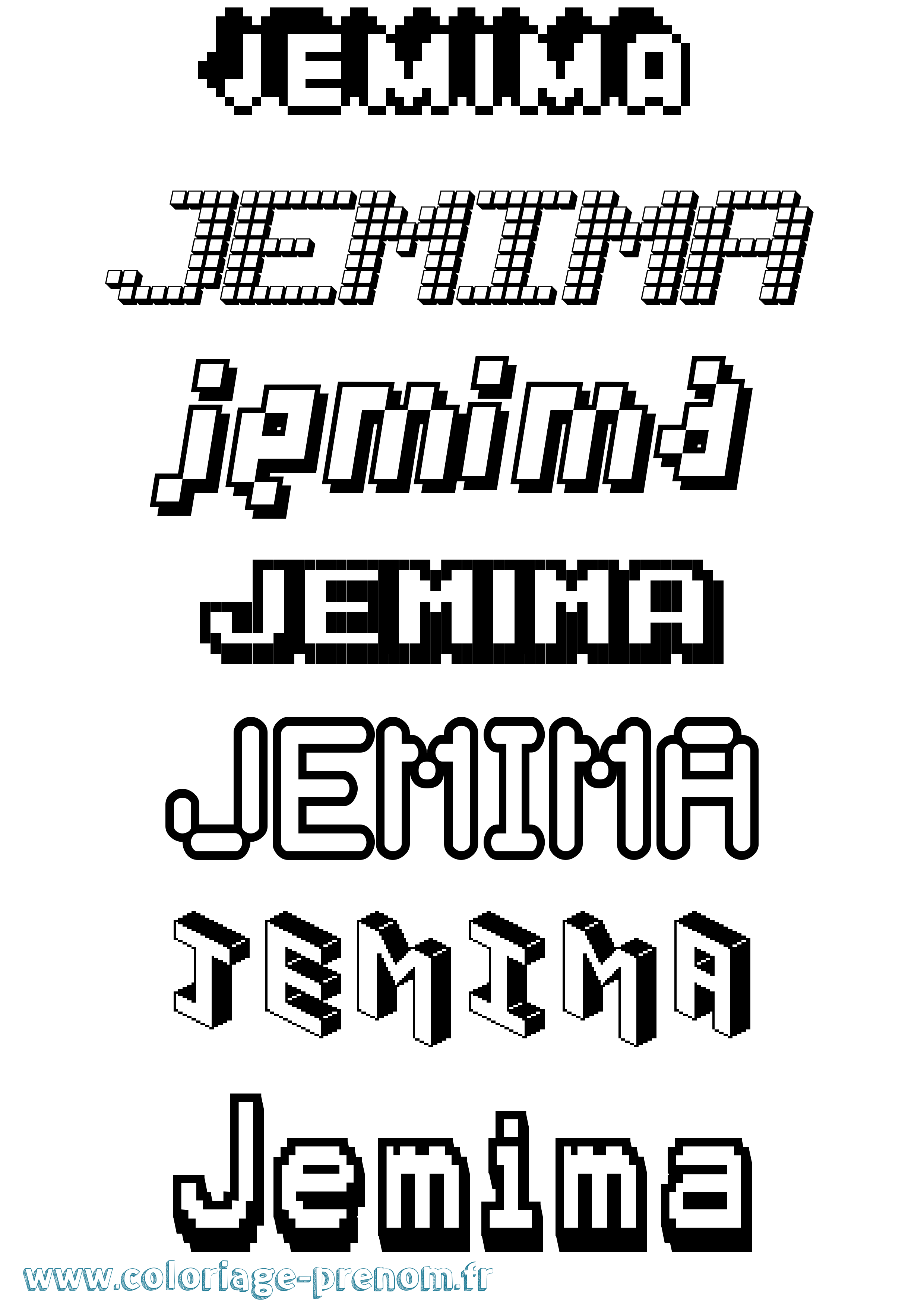 Coloriage prénom Jemima Pixel