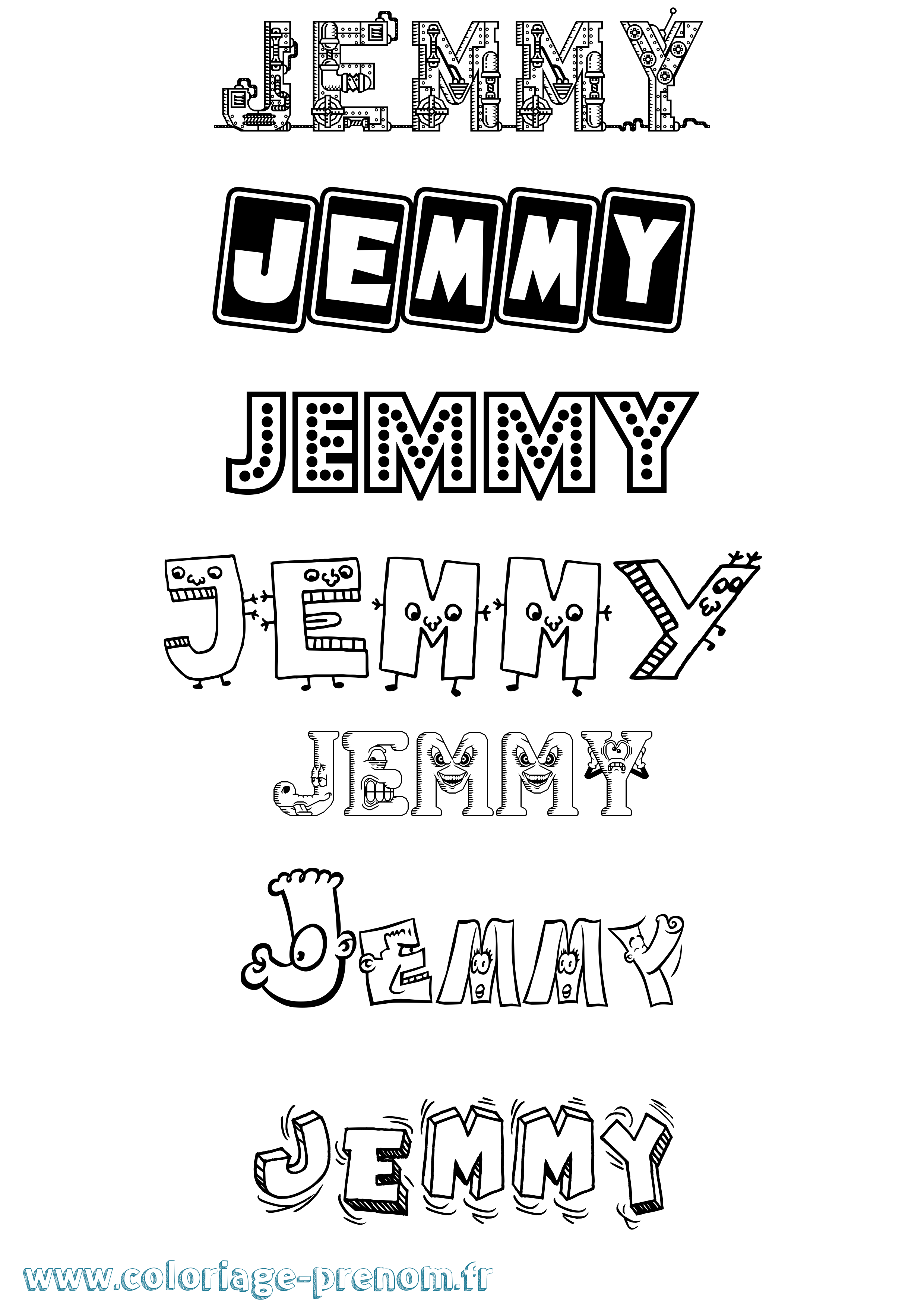 Coloriage prénom Jemmy Fun