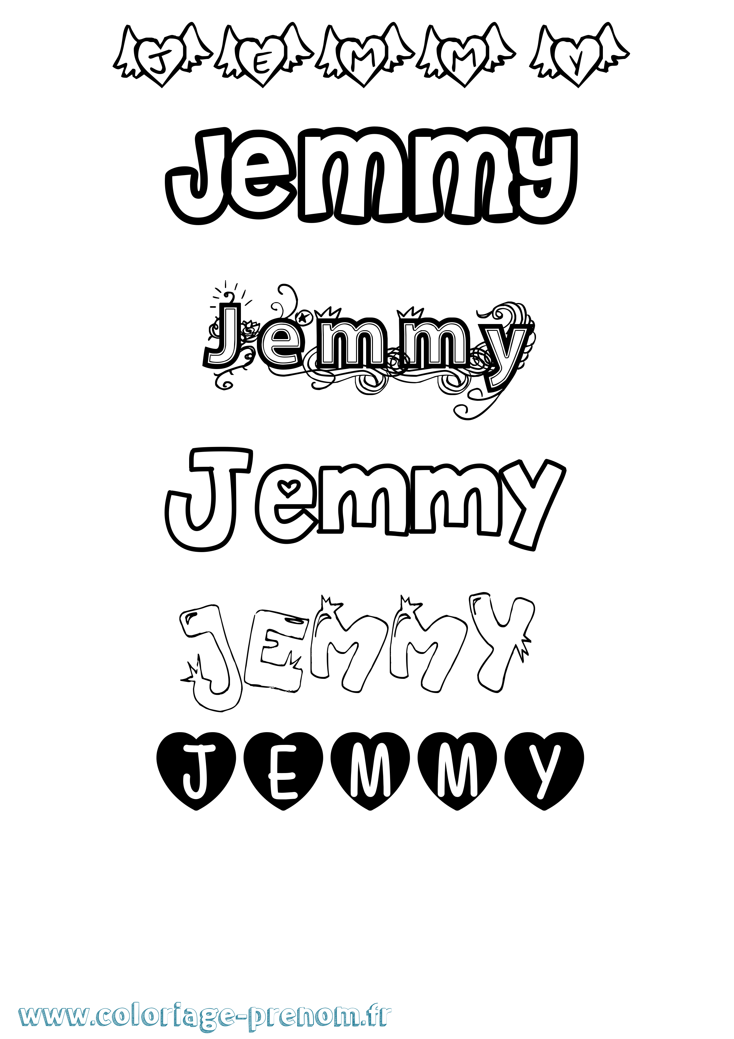 Coloriage prénom Jemmy Girly