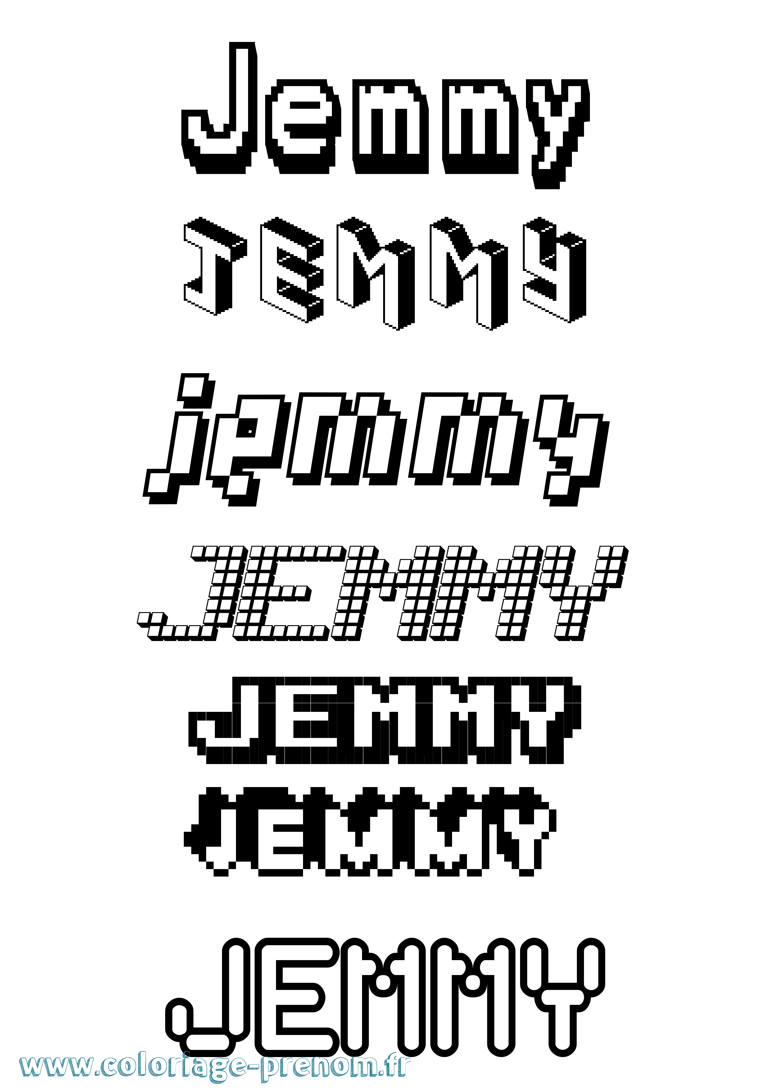 Coloriage prénom Jemmy Pixel