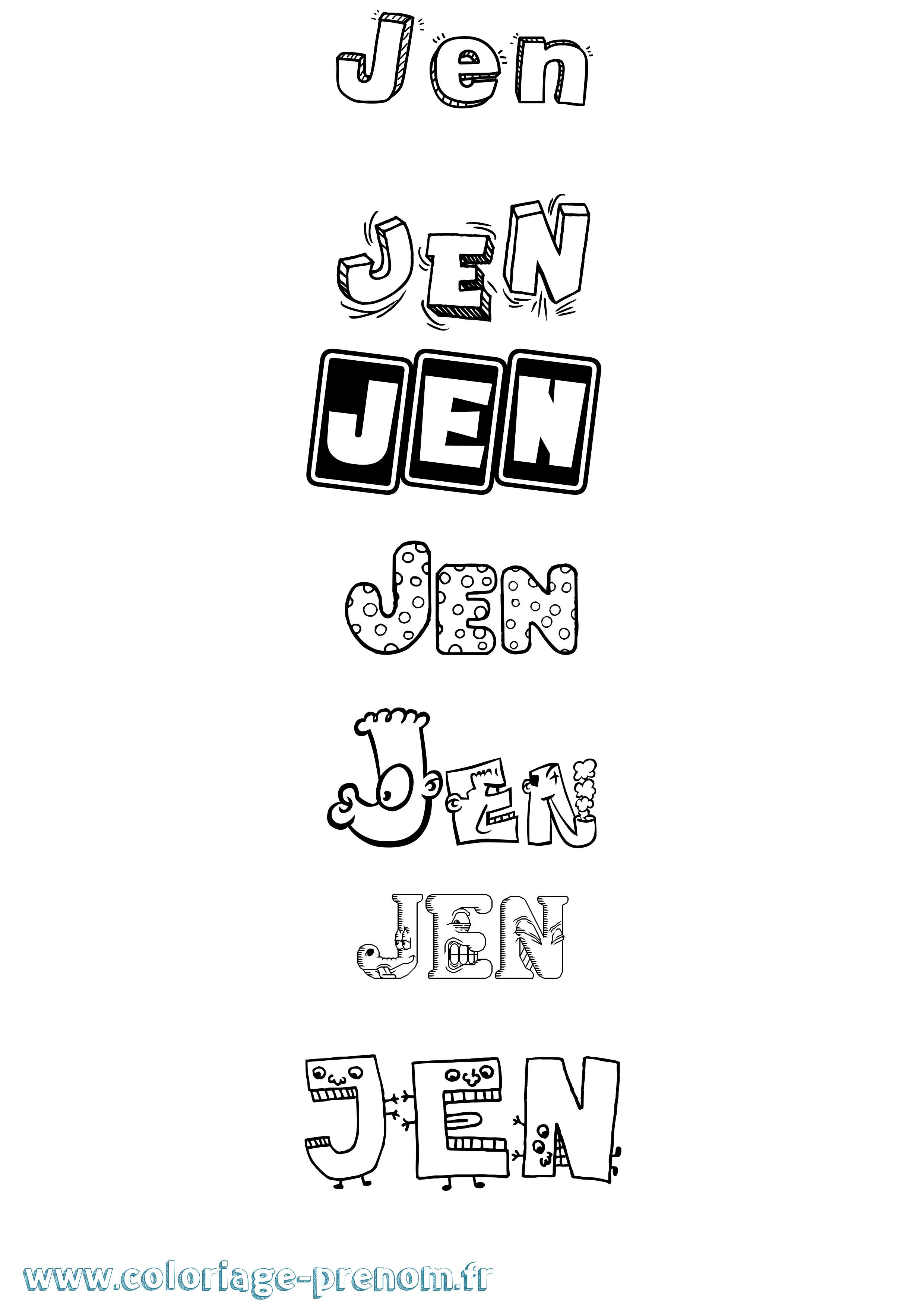 Coloriage prénom Jen Fun