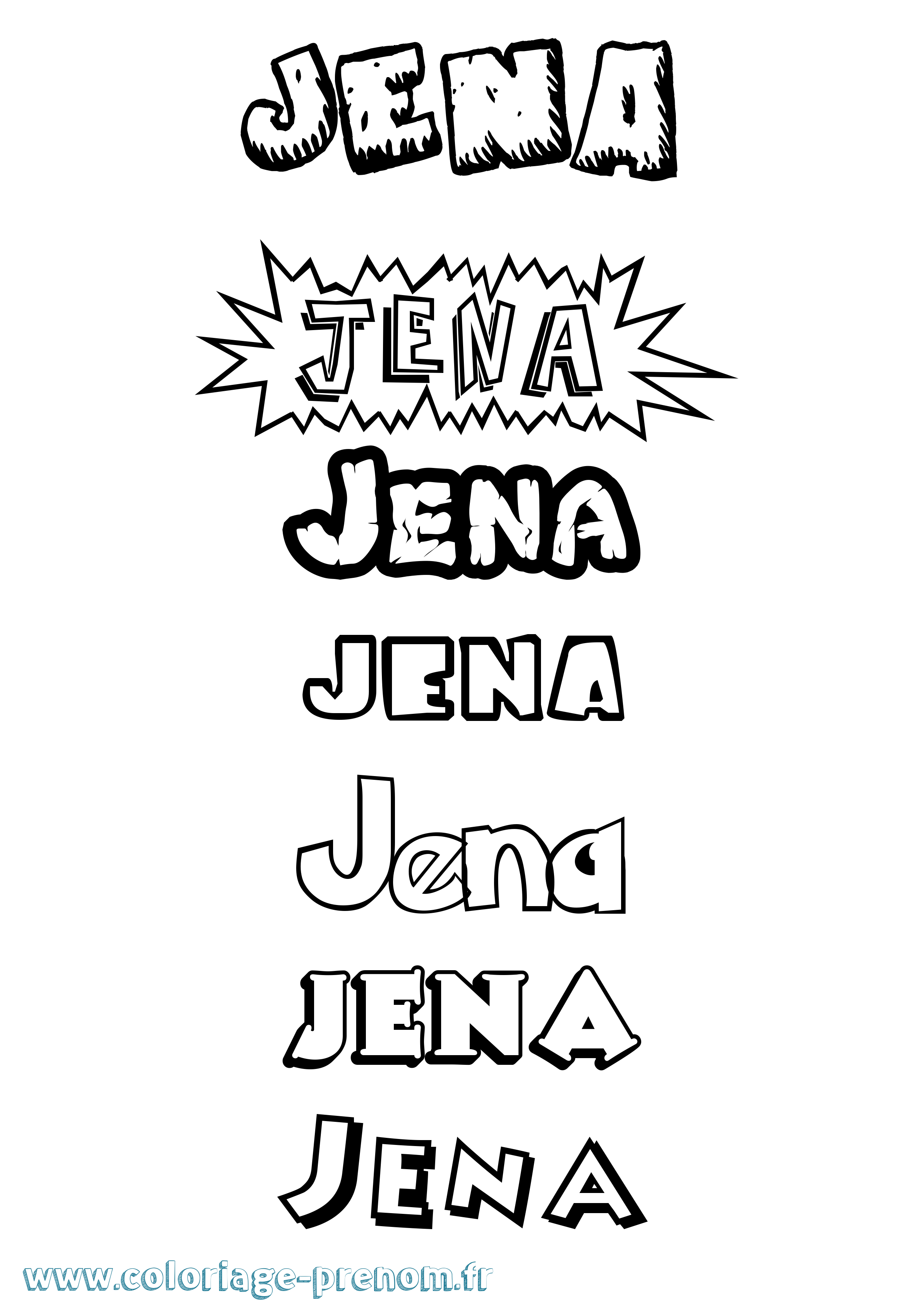 Coloriage Jena Dessin Animé Coloriage prénom Jena Dessin Animé