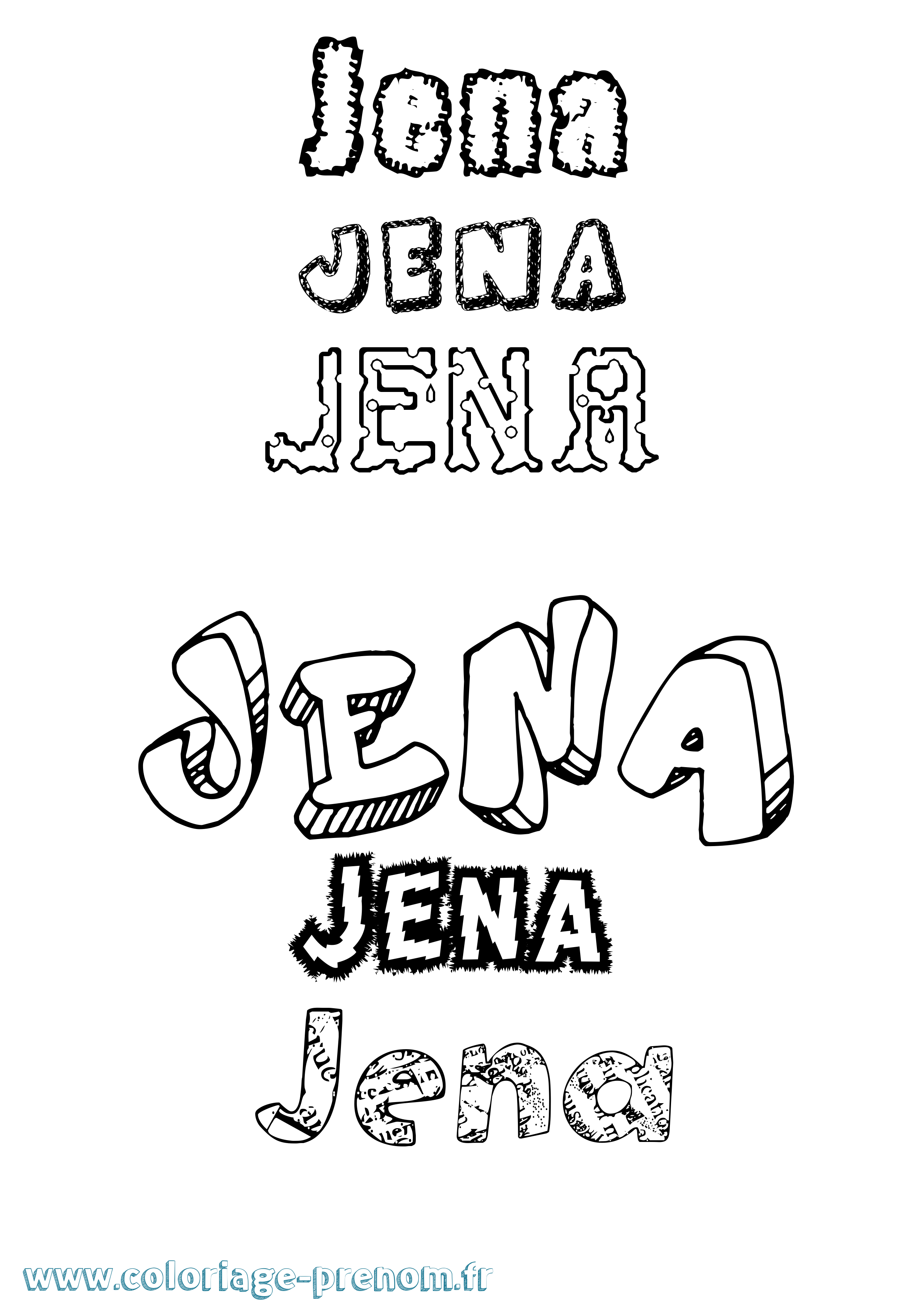 Coloriage Jena Destructuré Coloriage prénom Jena Destructuré