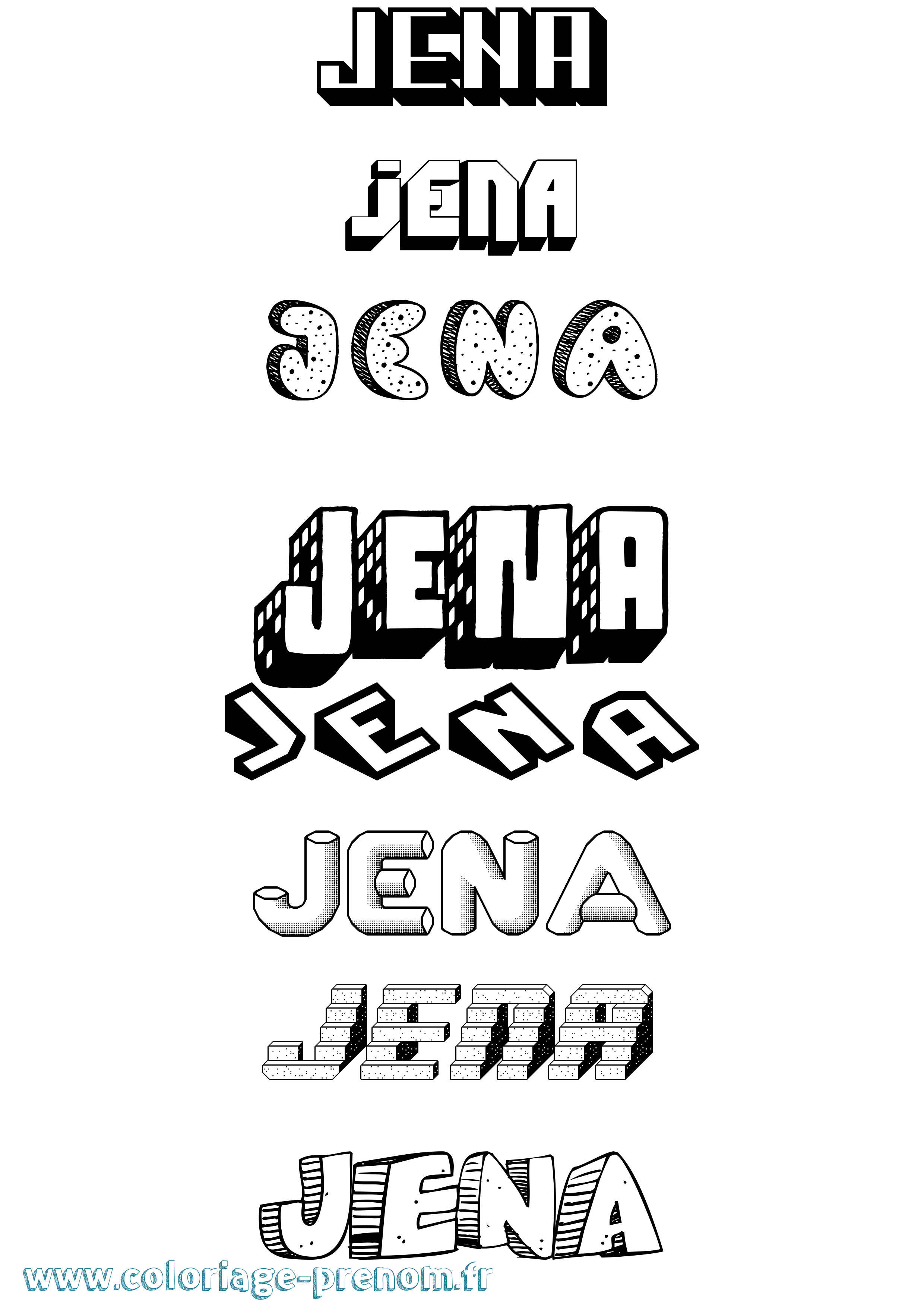 Coloriage Jena Effet 3D Coloriage prénom Jena Effet 3D