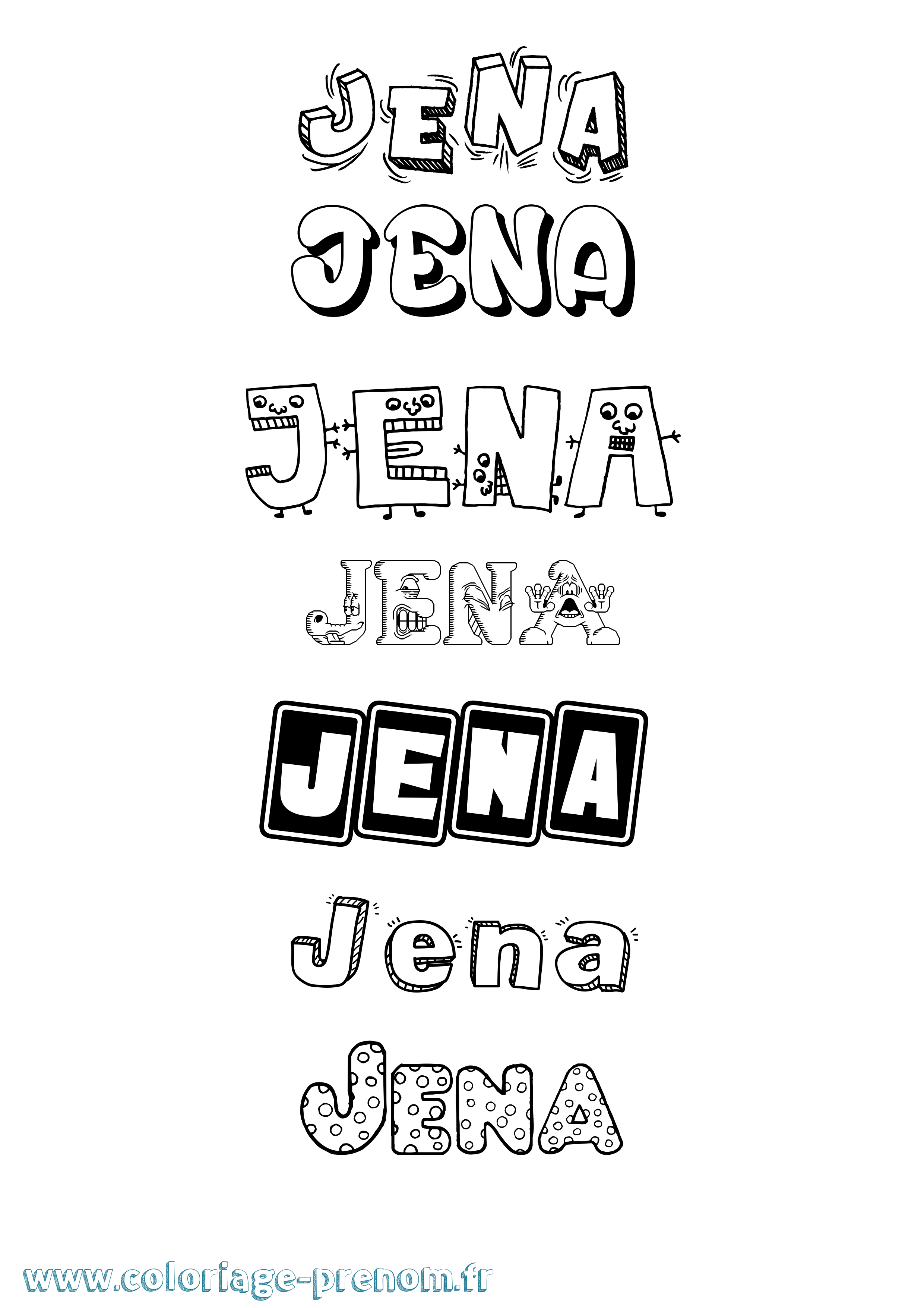 Coloriage Jena Fun Coloriage prénom Jena Fun