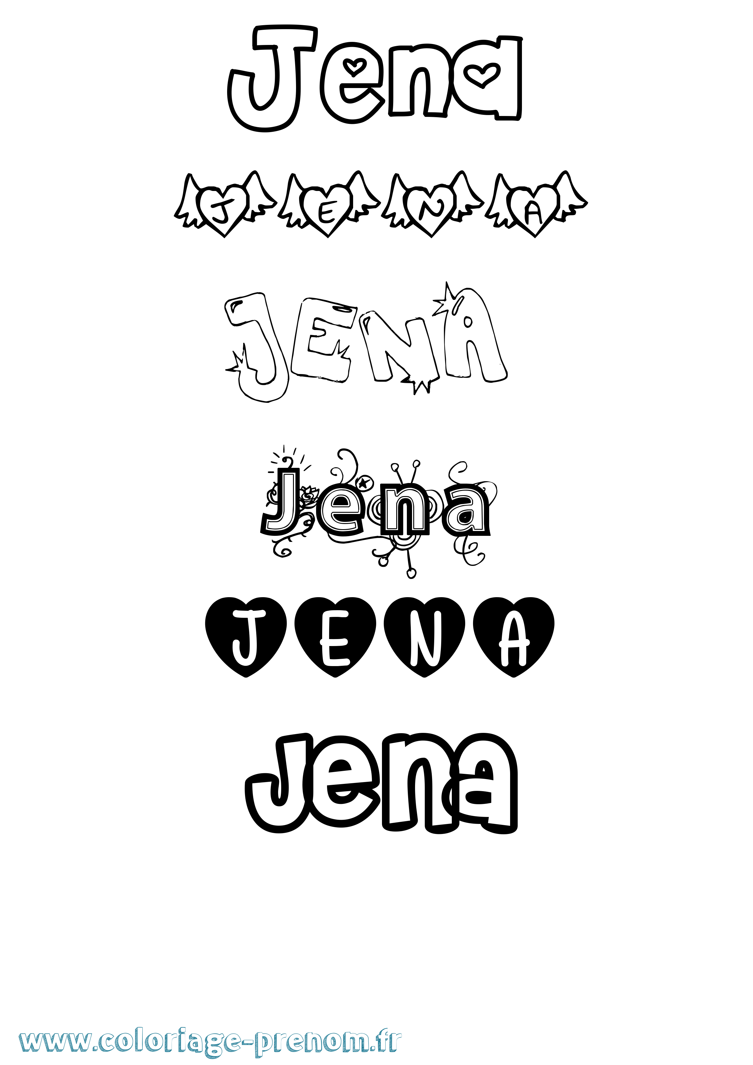Coloriage Jena Girly Coloriage prénom Jena Girly