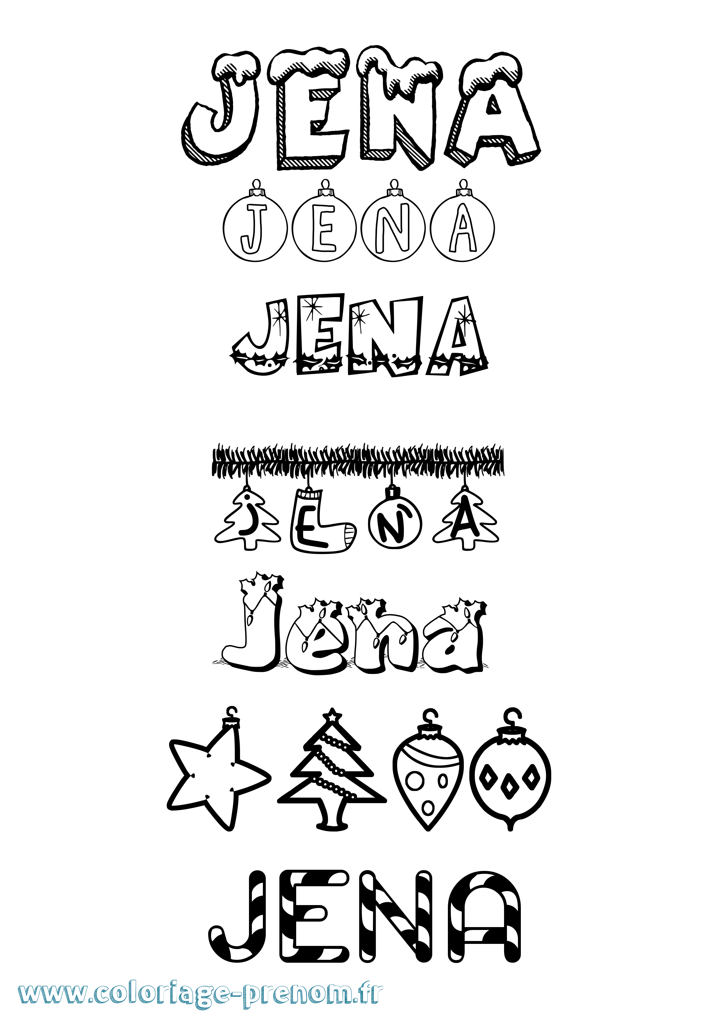 Coloriage Jena Noël Coloriage prénom Jena Noël
