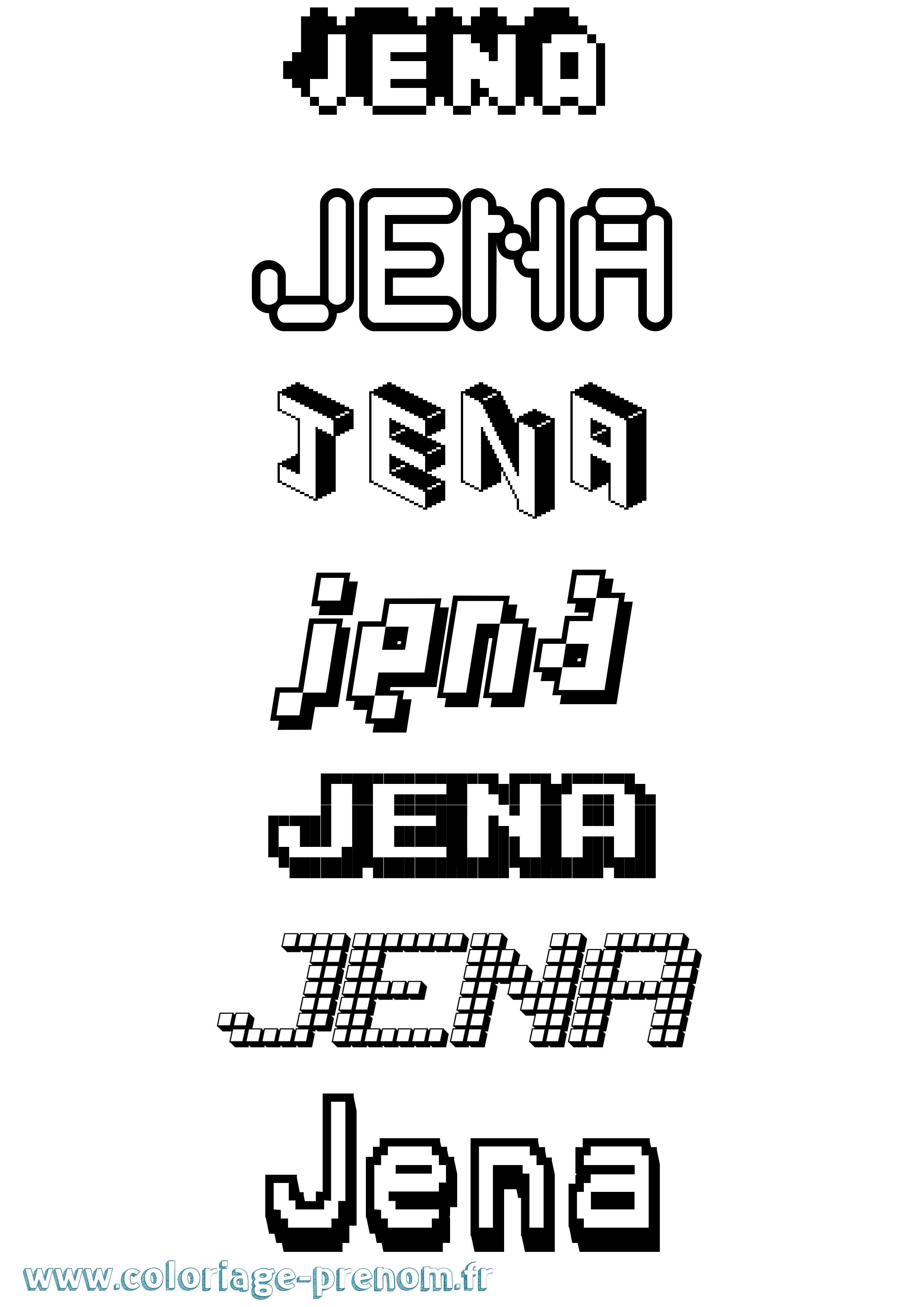 Coloriage Jena Pixel Coloriage prénom Jena Pixel