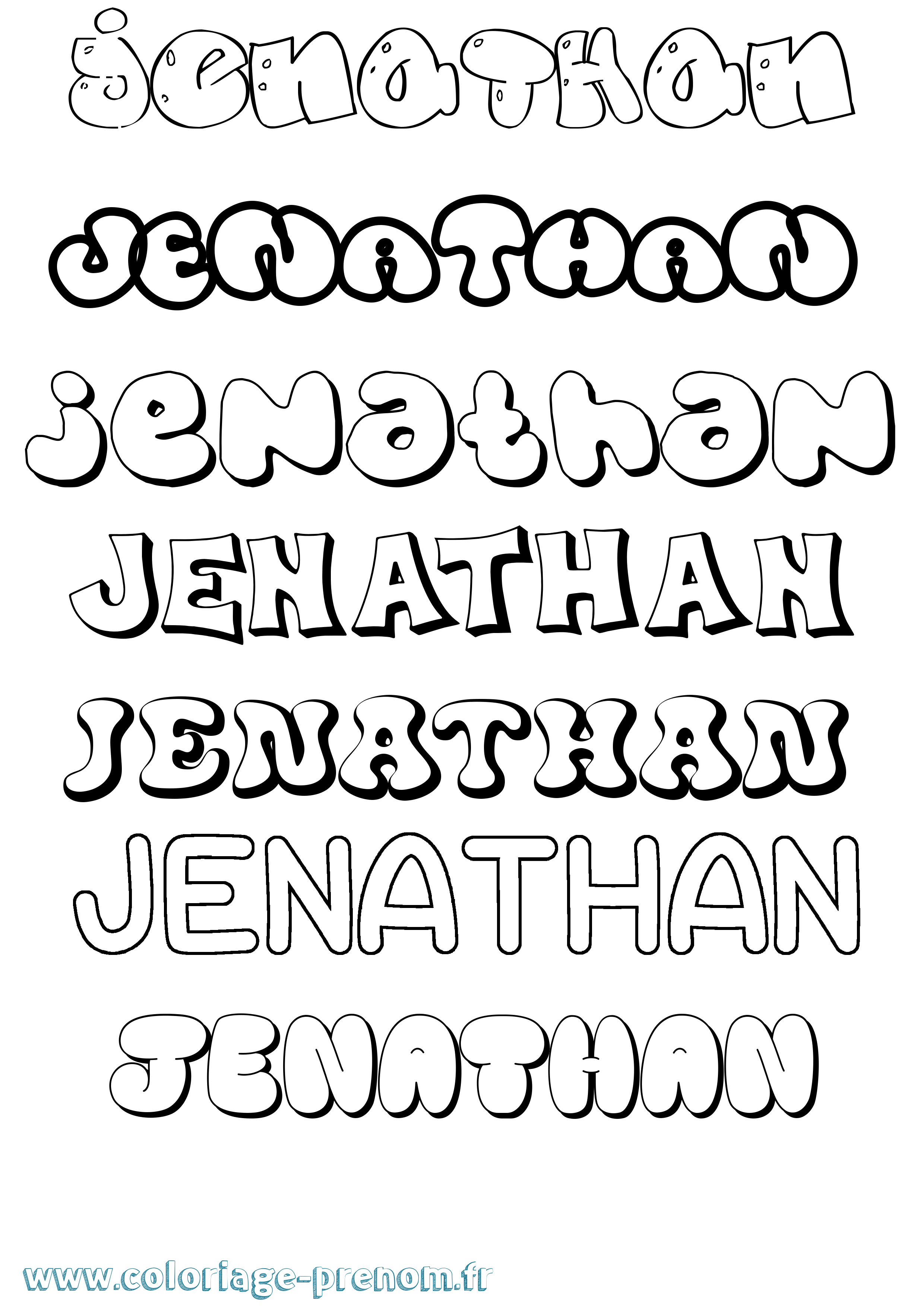 Coloriage prénom Jenathan Bubble