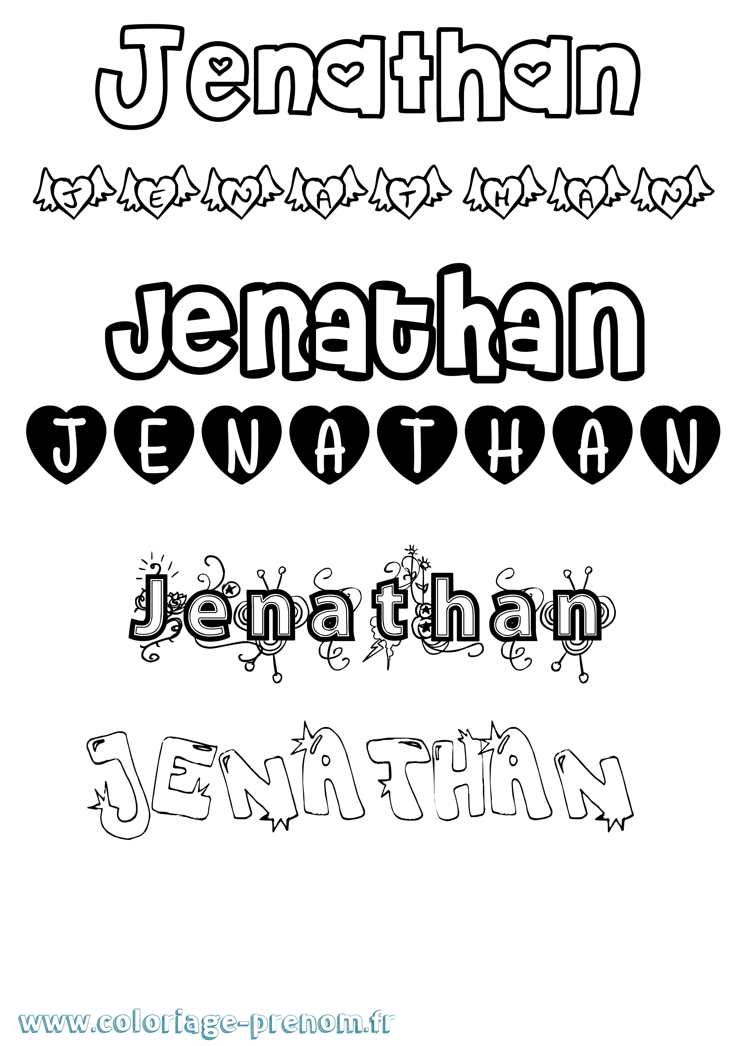 Coloriage prénom Jenathan Girly
