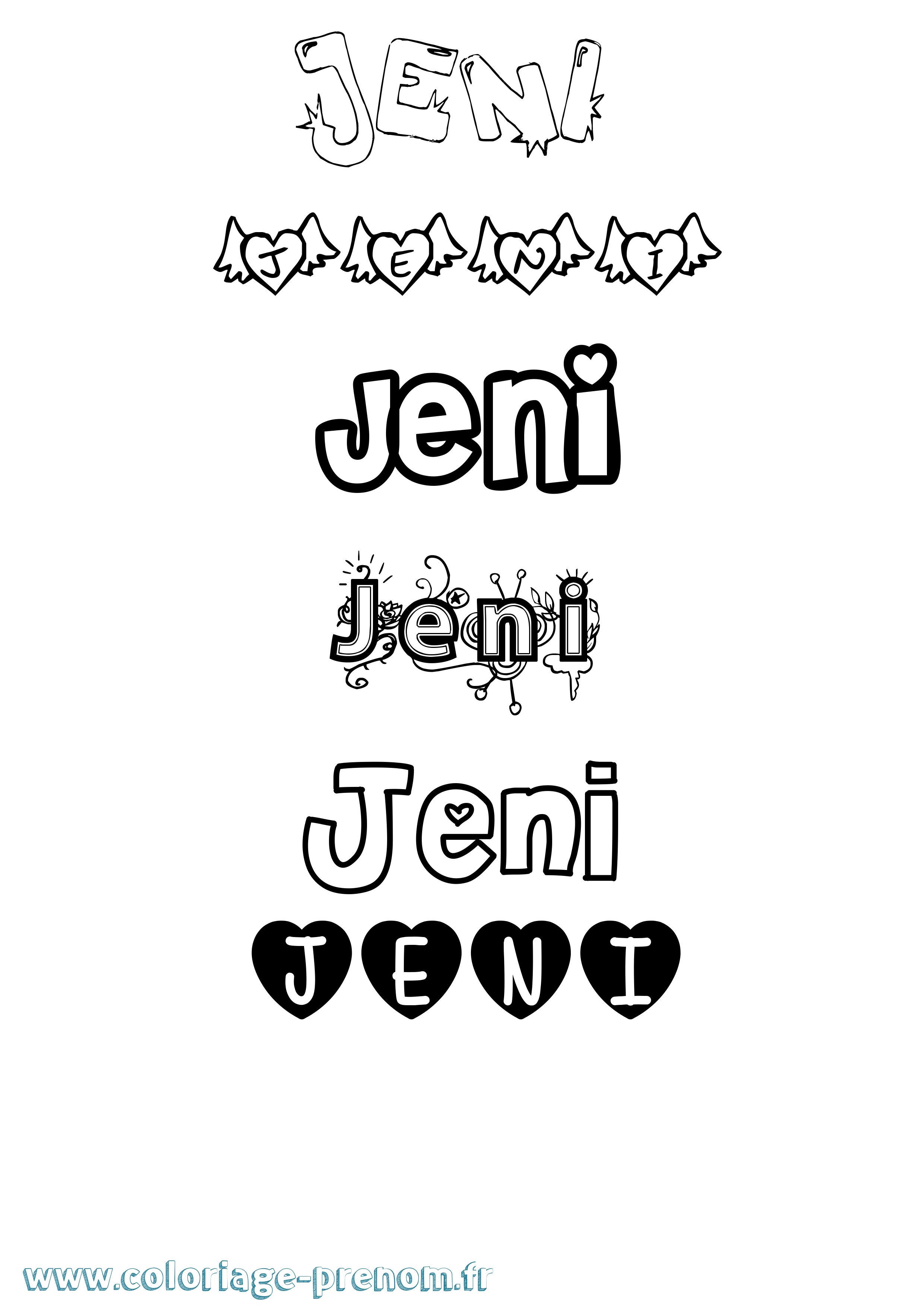 Coloriage prénom Jeni Girly