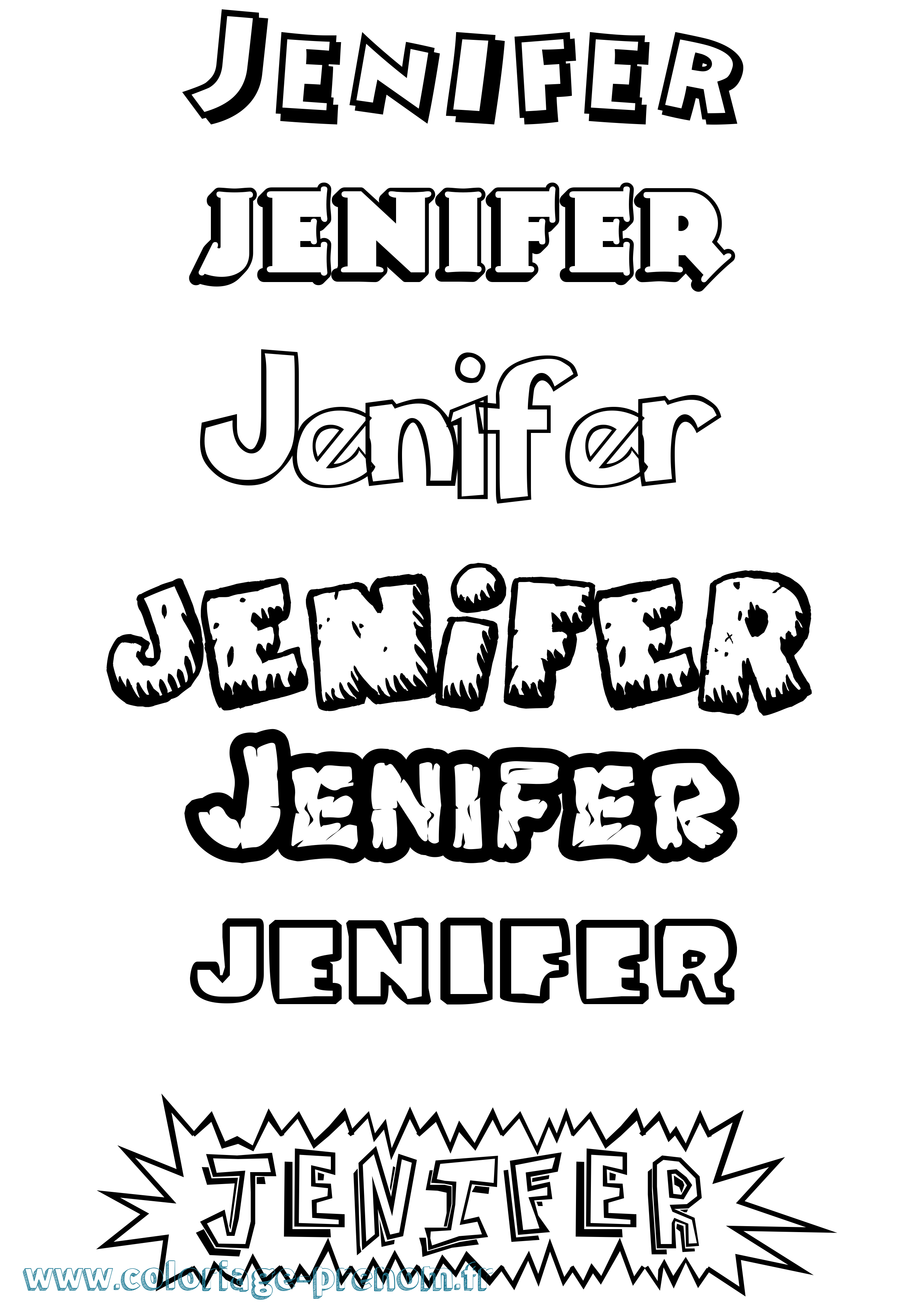 Coloriage prénom Jenifer Dessin Animé