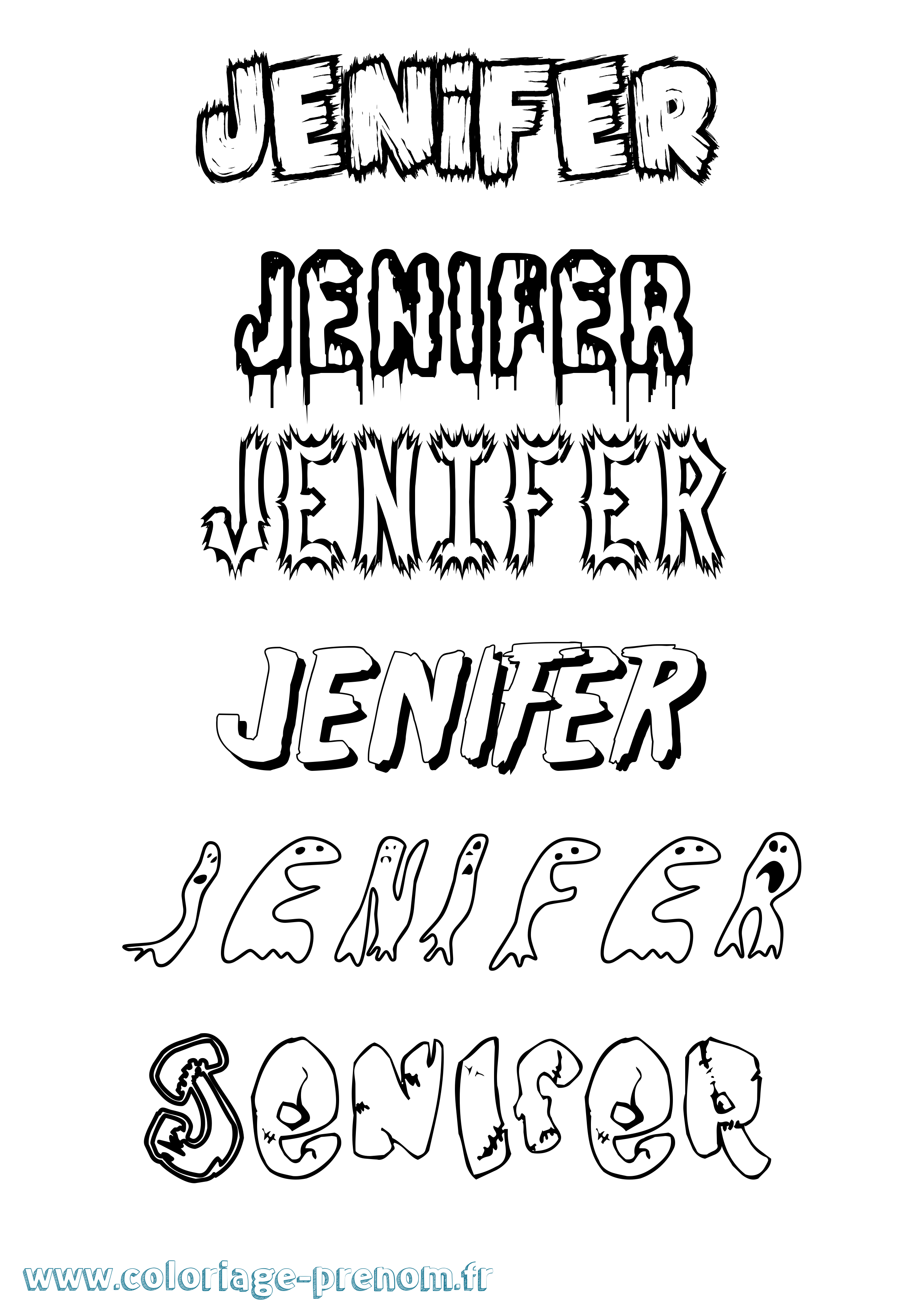 Coloriage prénom Jenifer Frisson