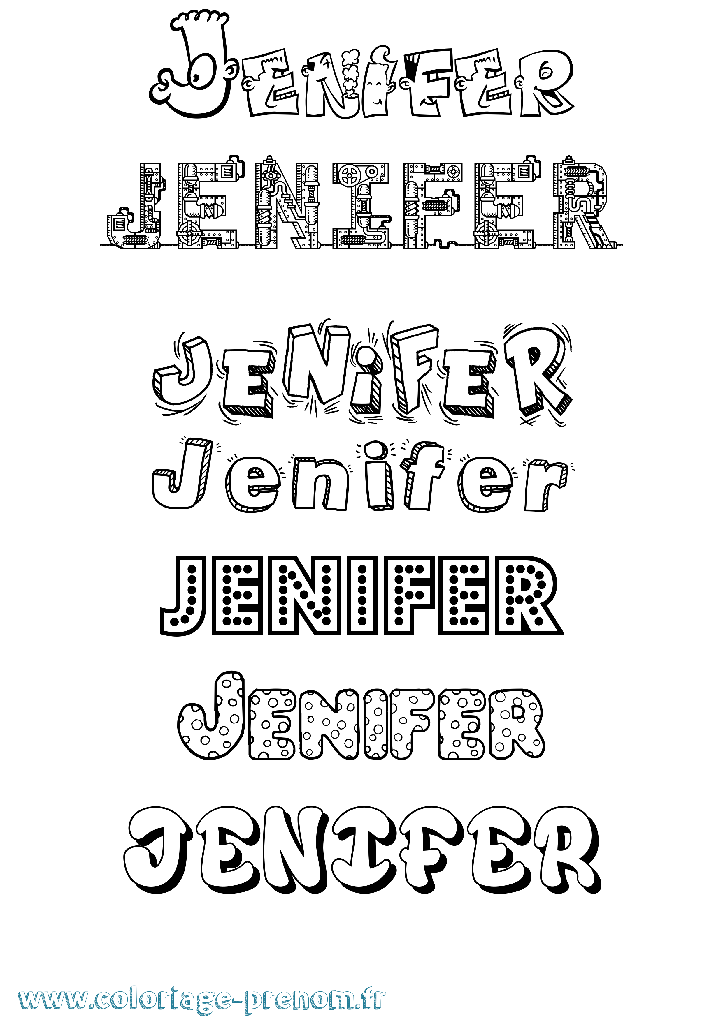 Coloriage prénom Jenifer Fun
