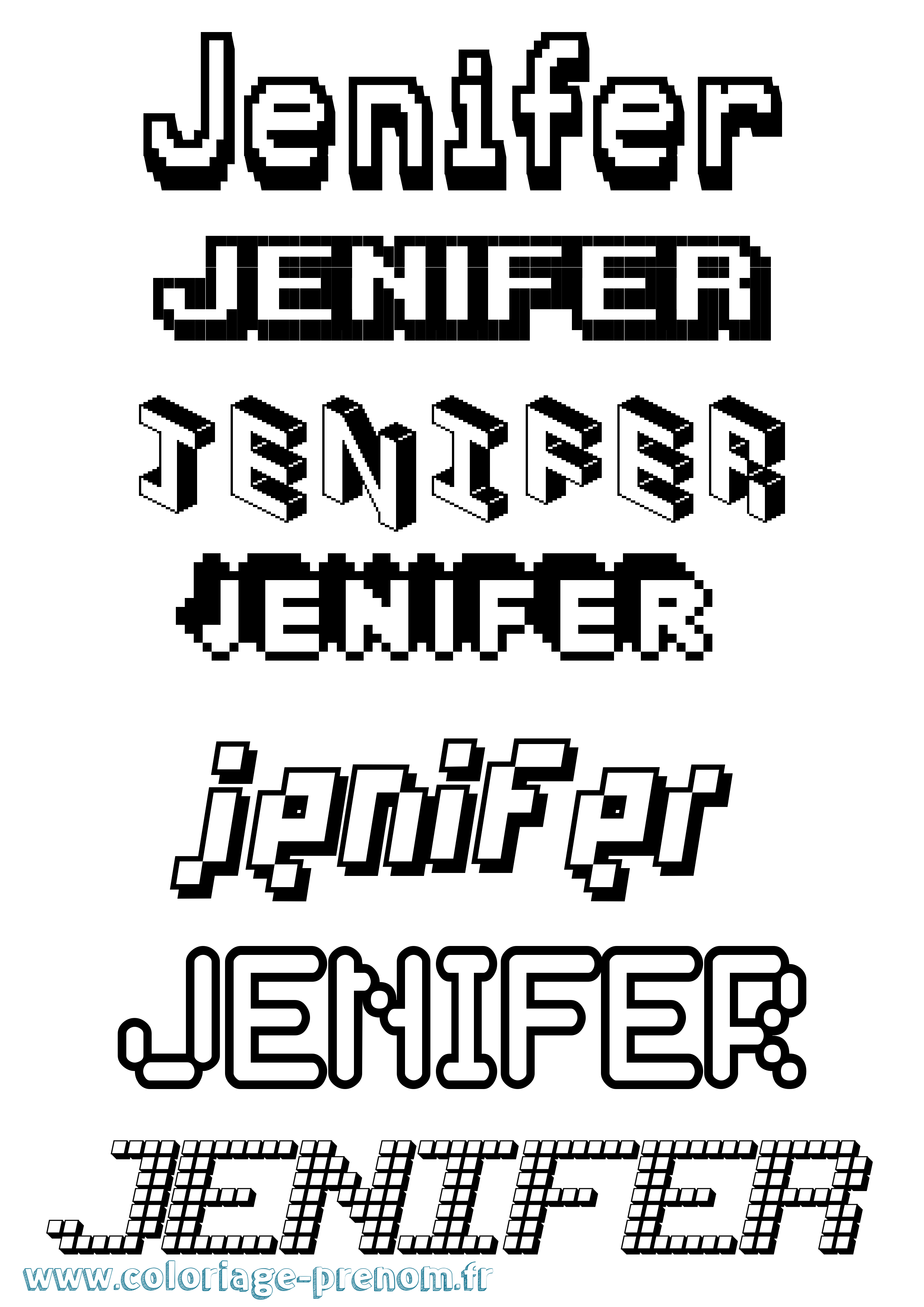 Coloriage prénom Jenifer Pixel