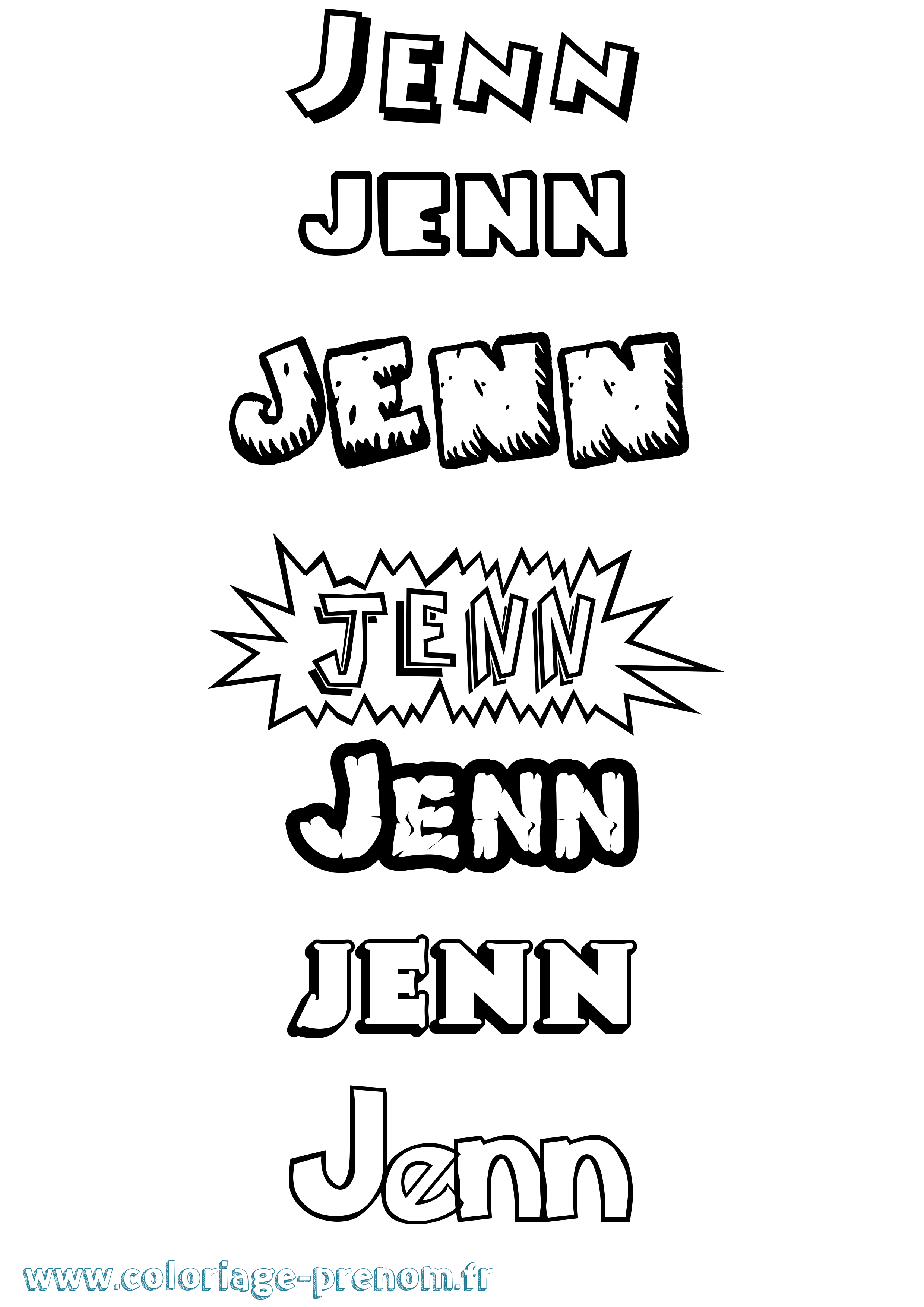 Coloriage prénom Jenn Dessin Animé