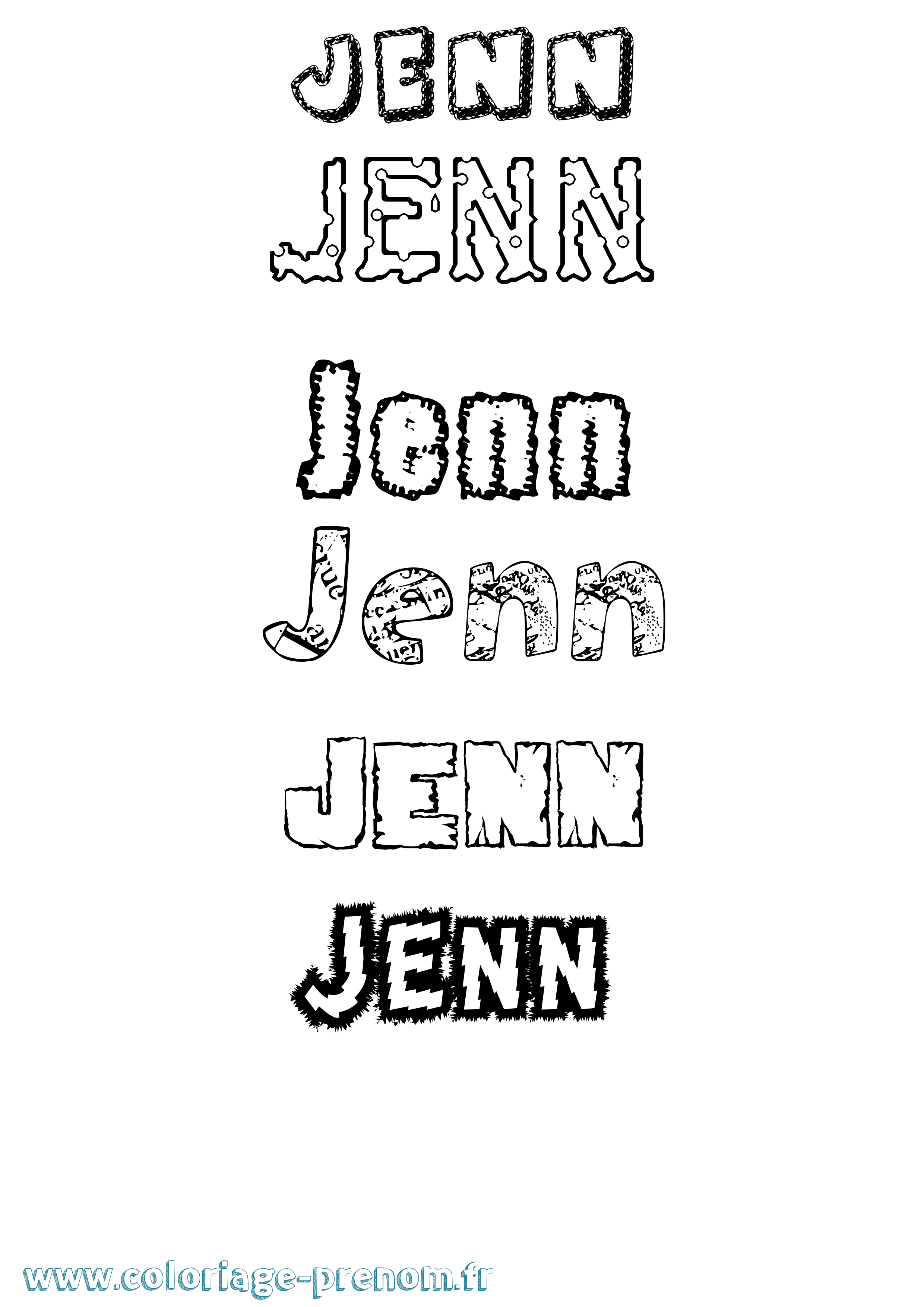 Coloriage prénom Jenn Destructuré