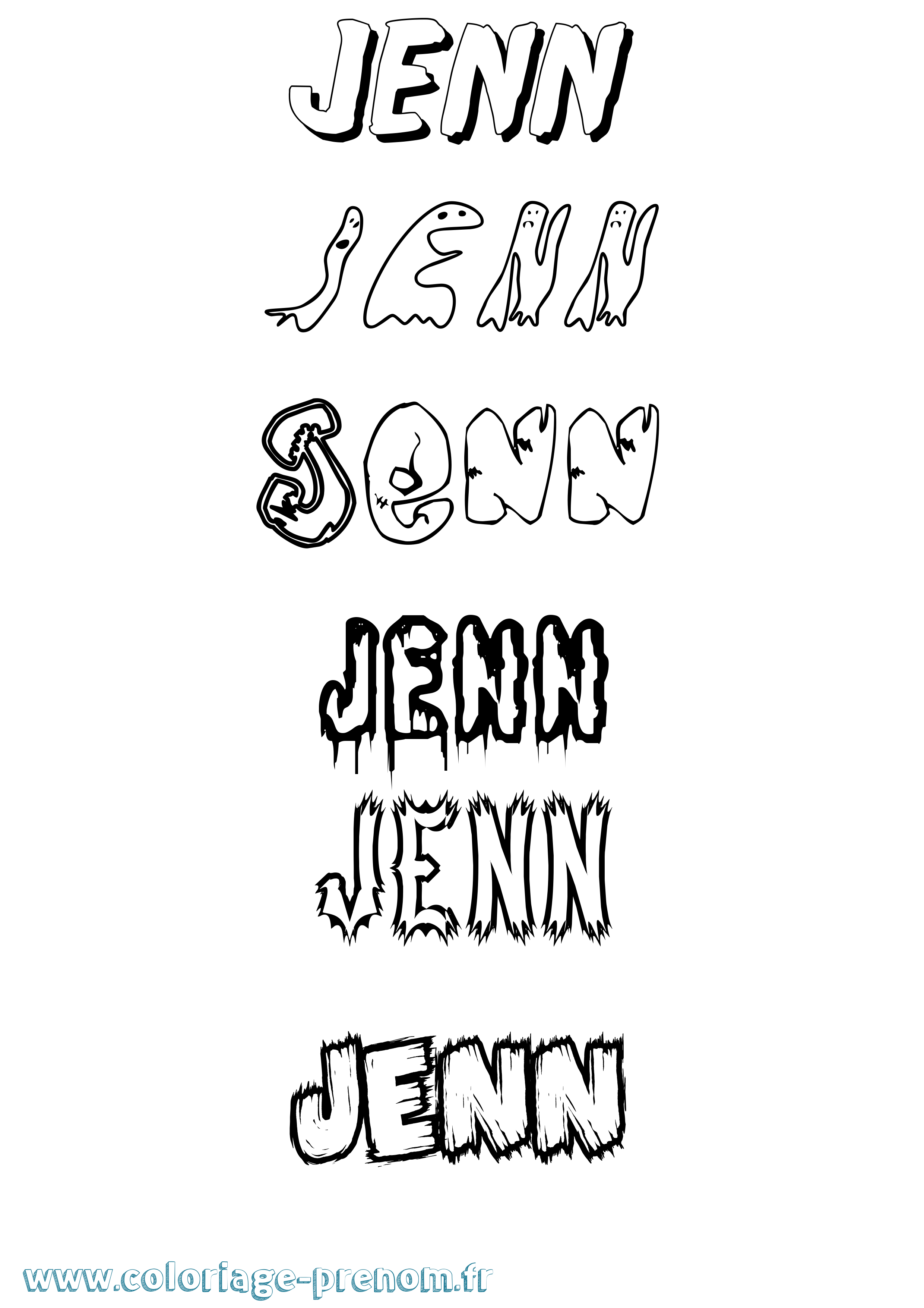 Coloriage prénom Jenn Frisson