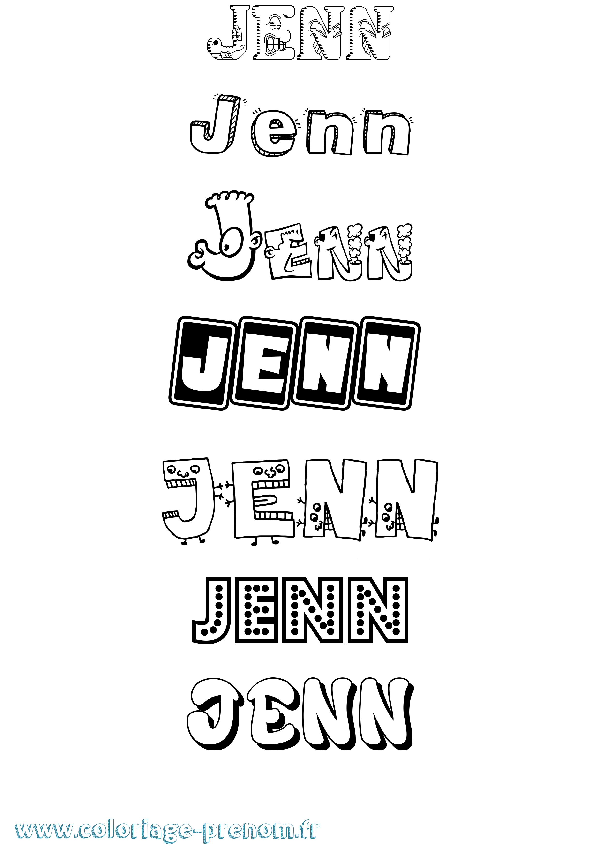 Coloriage prénom Jenn Fun