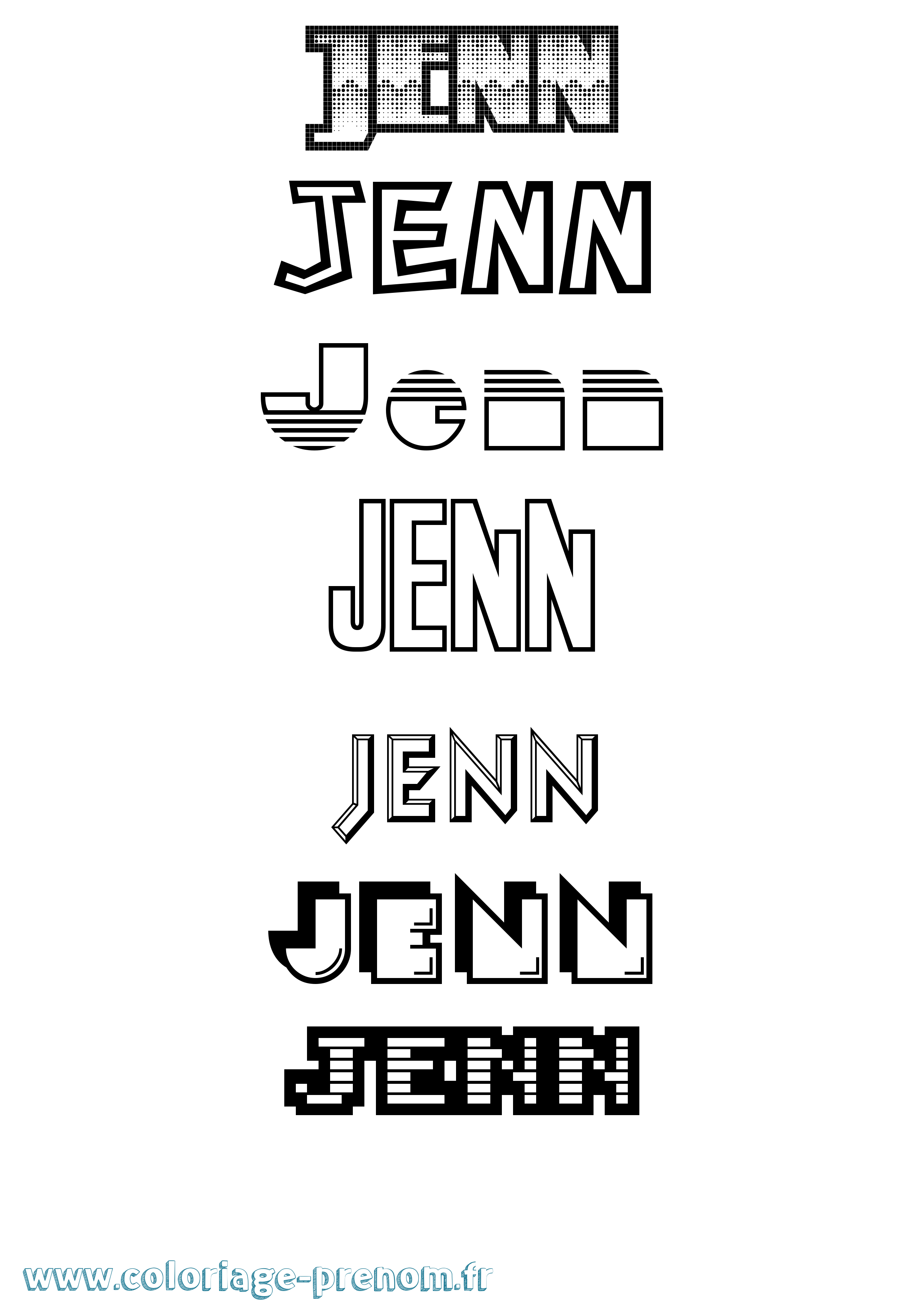 Coloriage prénom Jenn Jeux Vidéos