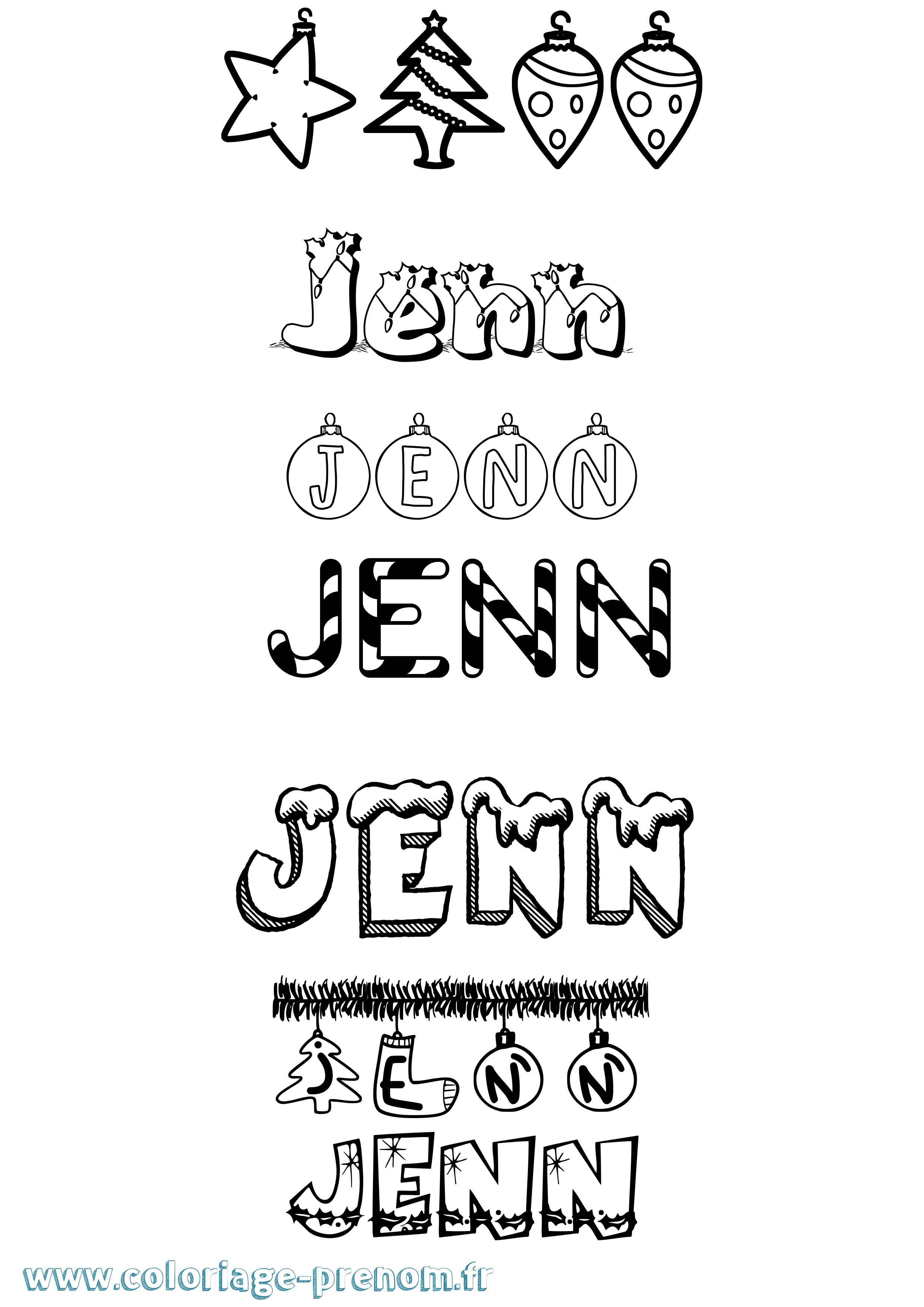 Coloriage prénom Jenn Noël