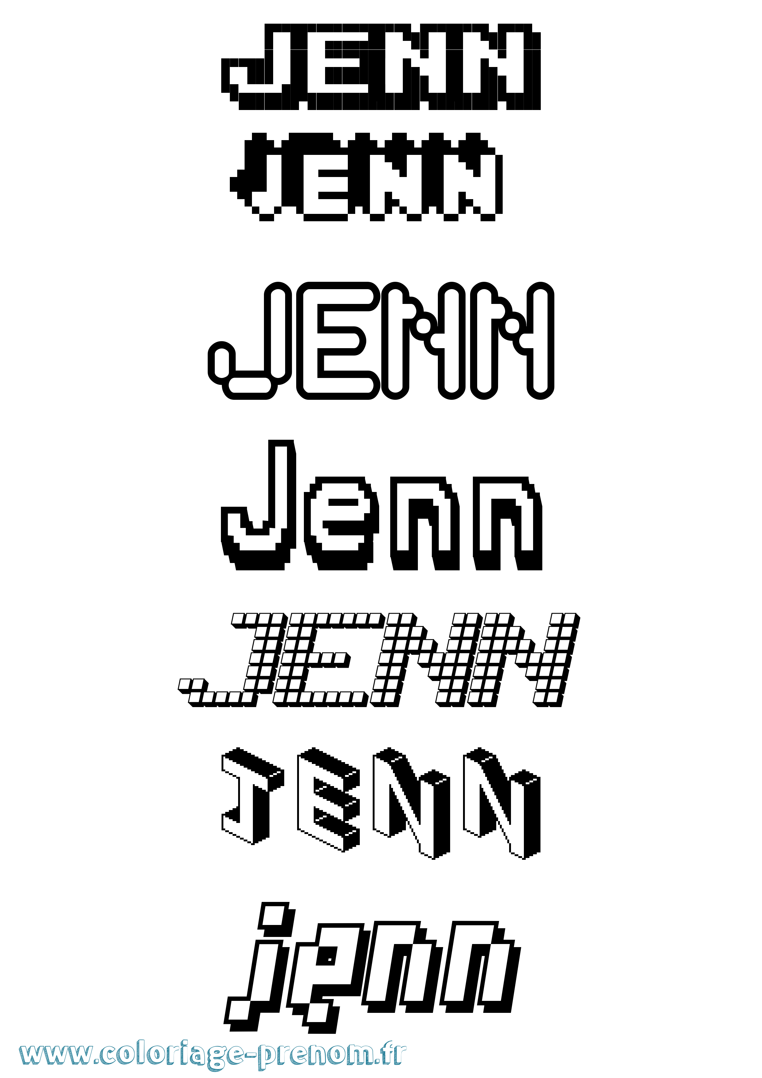 Coloriage prénom Jenn Pixel