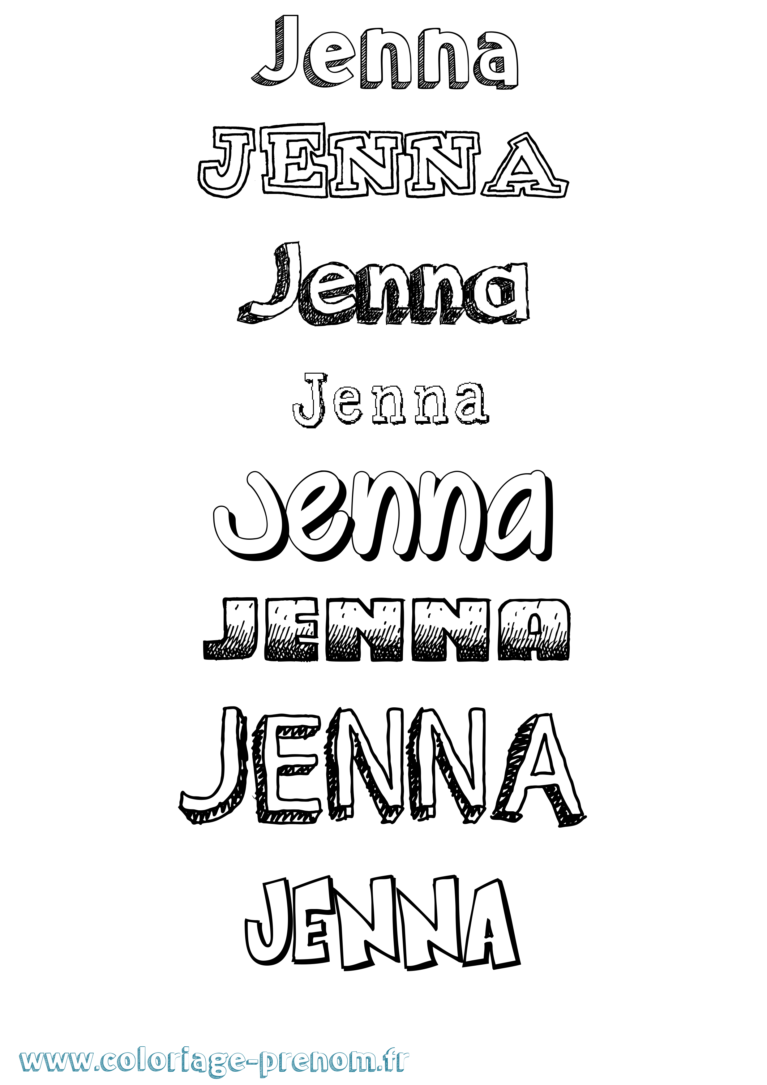 Coloriage prénom Jenna Dessiné
