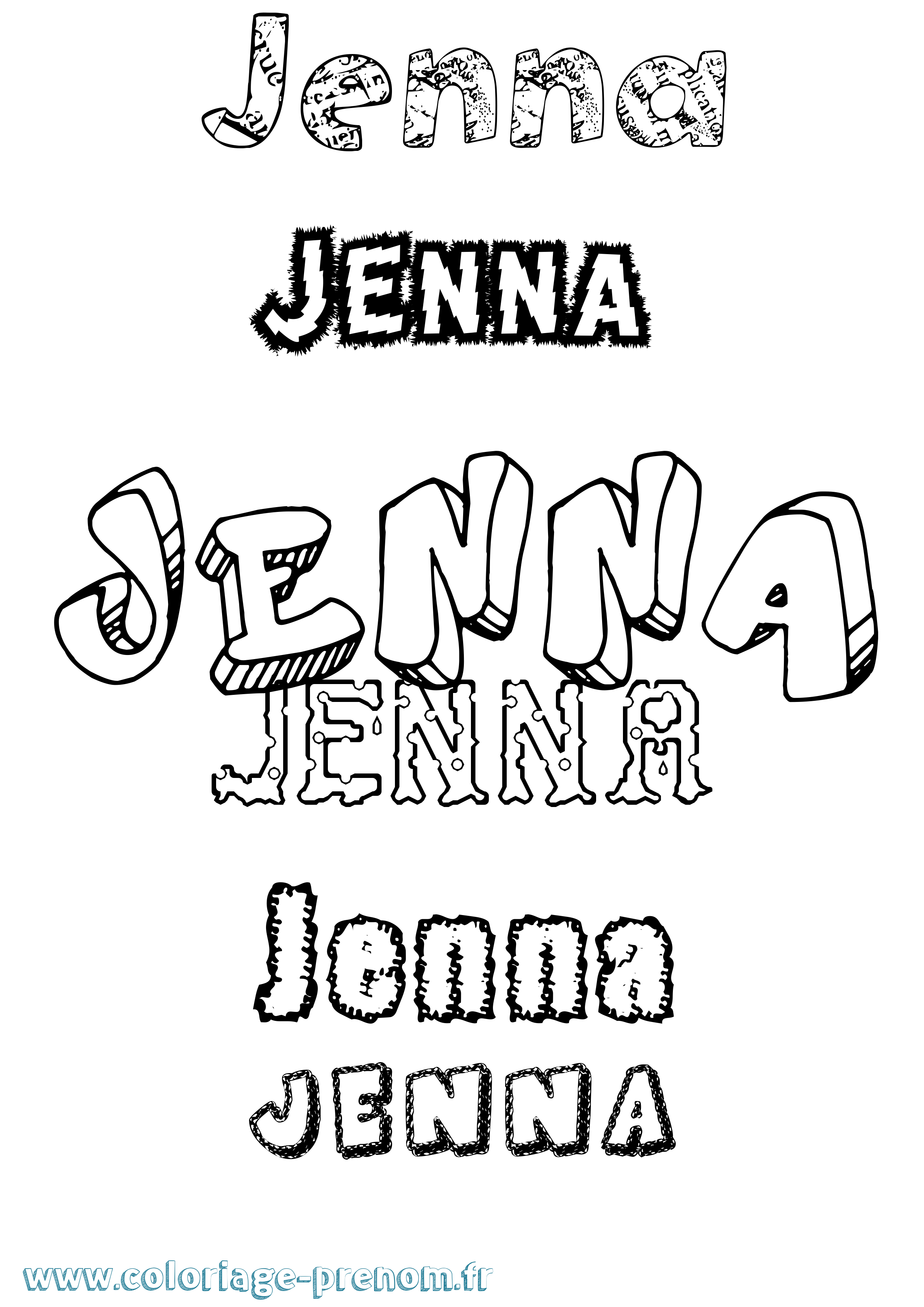 Coloriage prénom Jenna Destructuré