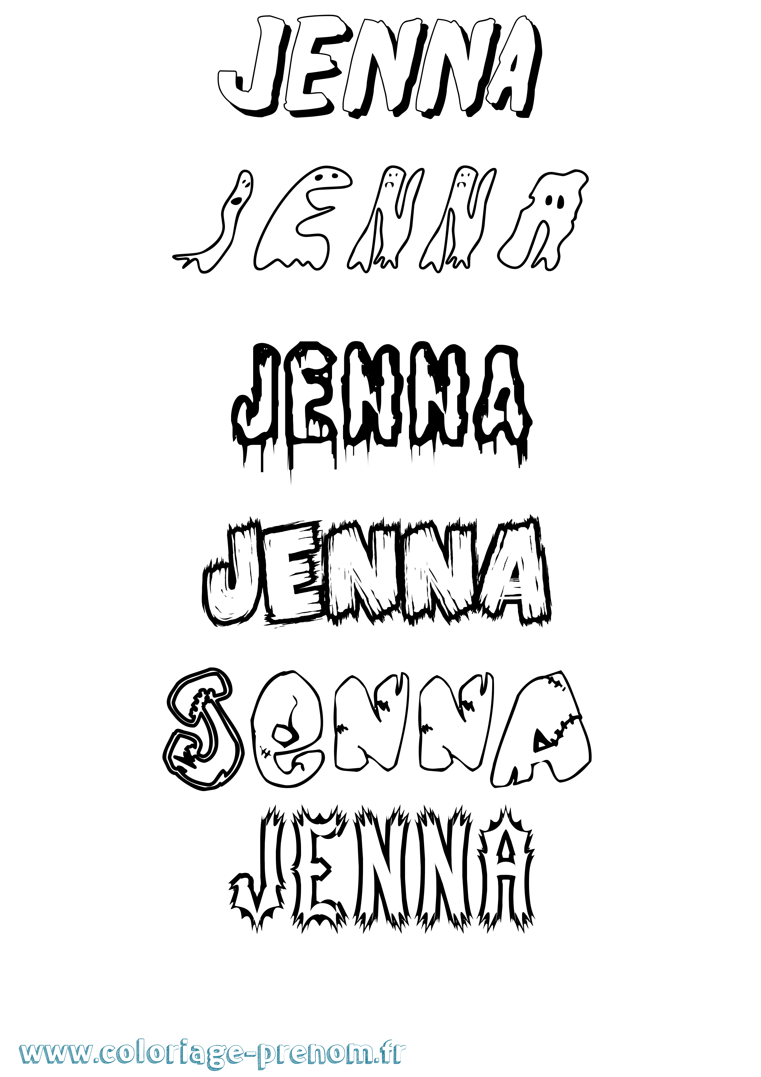 Coloriage prénom Jenna Frisson