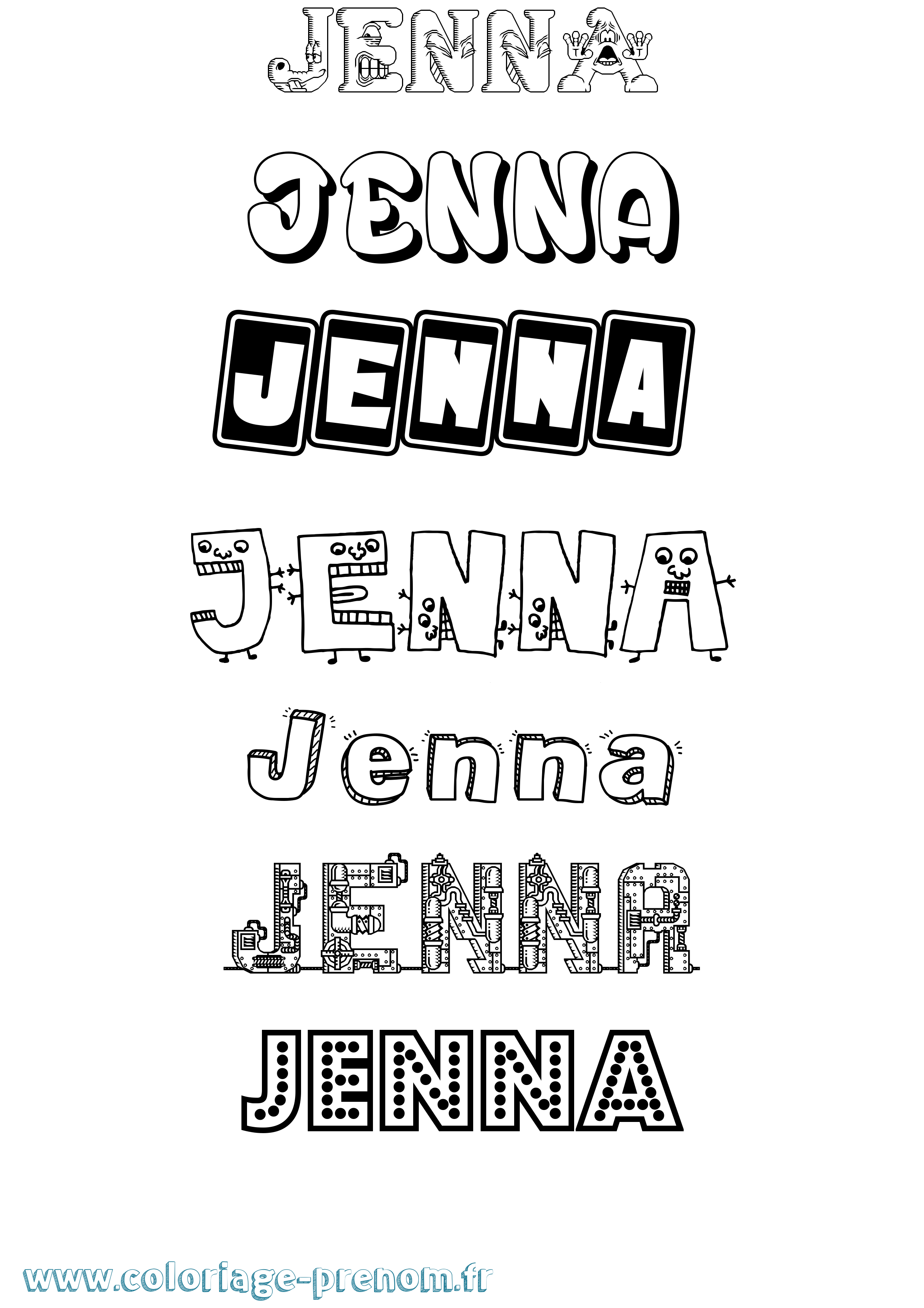 Coloriage prénom Jenna Fun