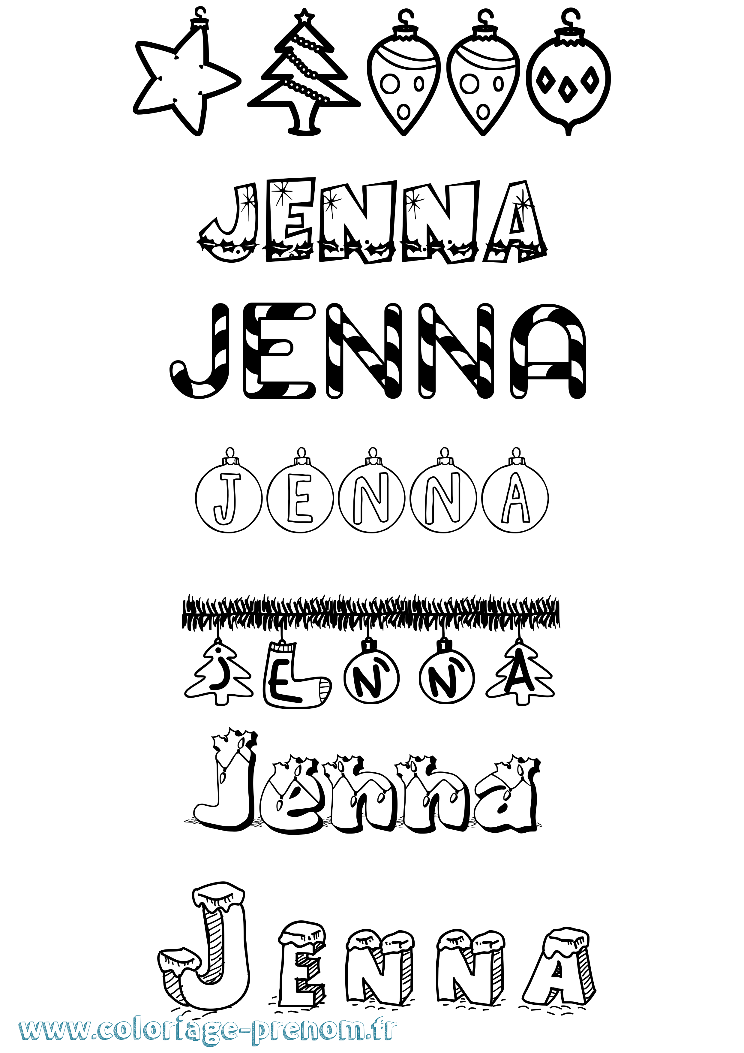 Coloriage prénom Jenna Noël