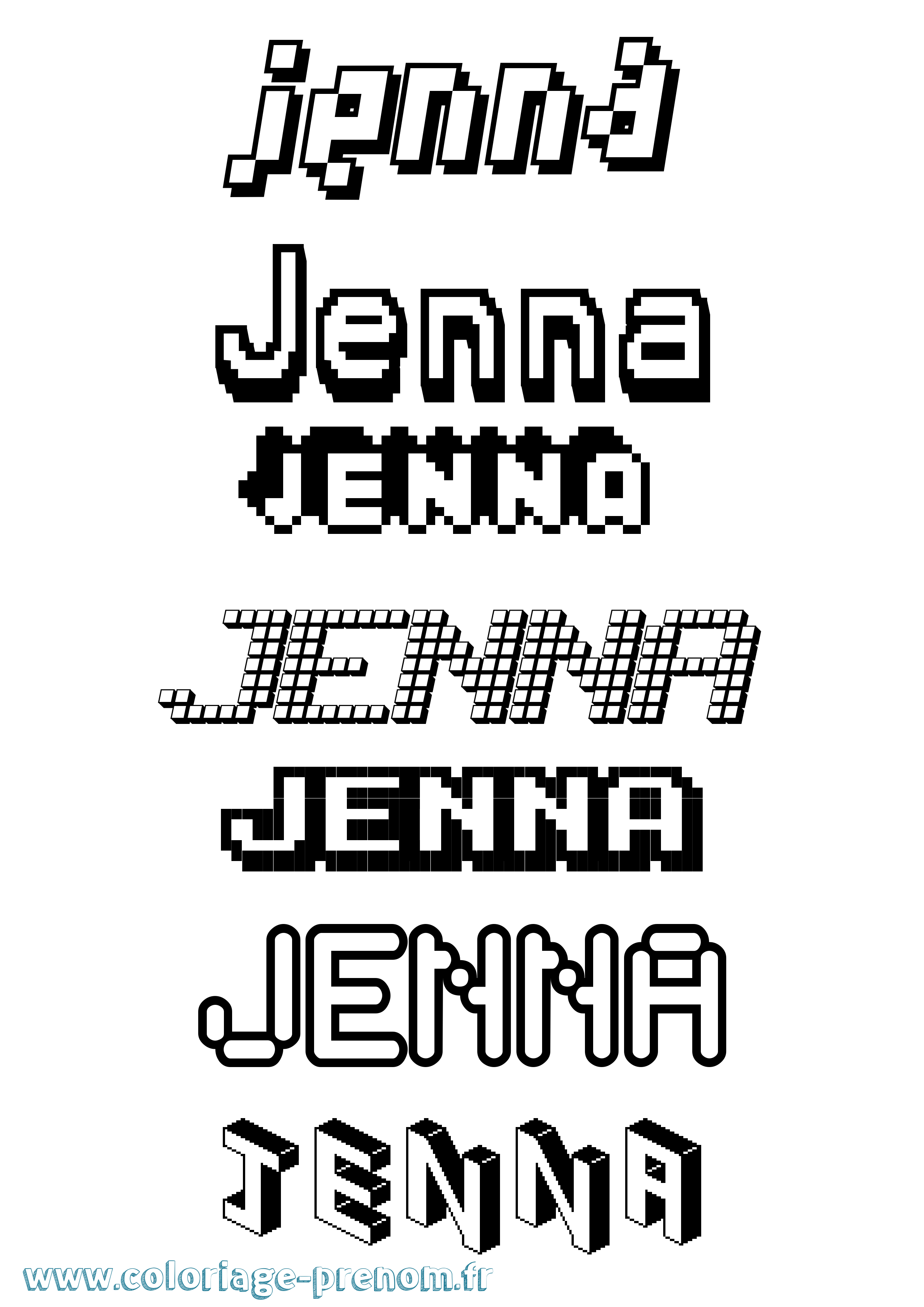 Coloriage prénom Jenna Pixel