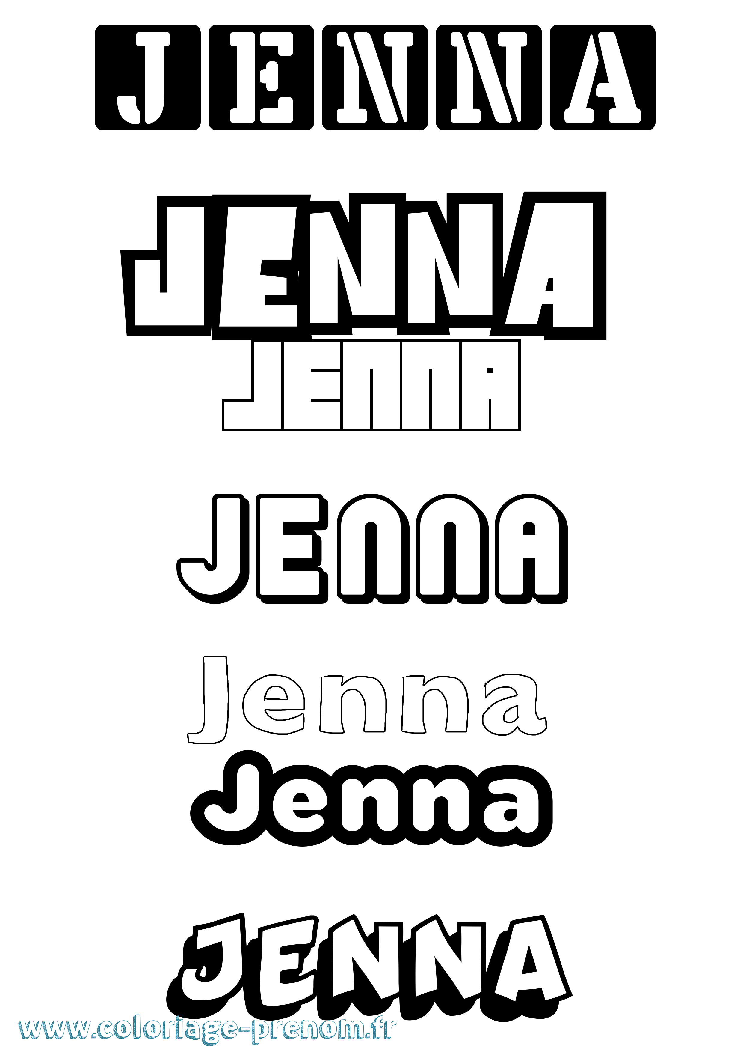 Coloriage prénom Jenna Simple
