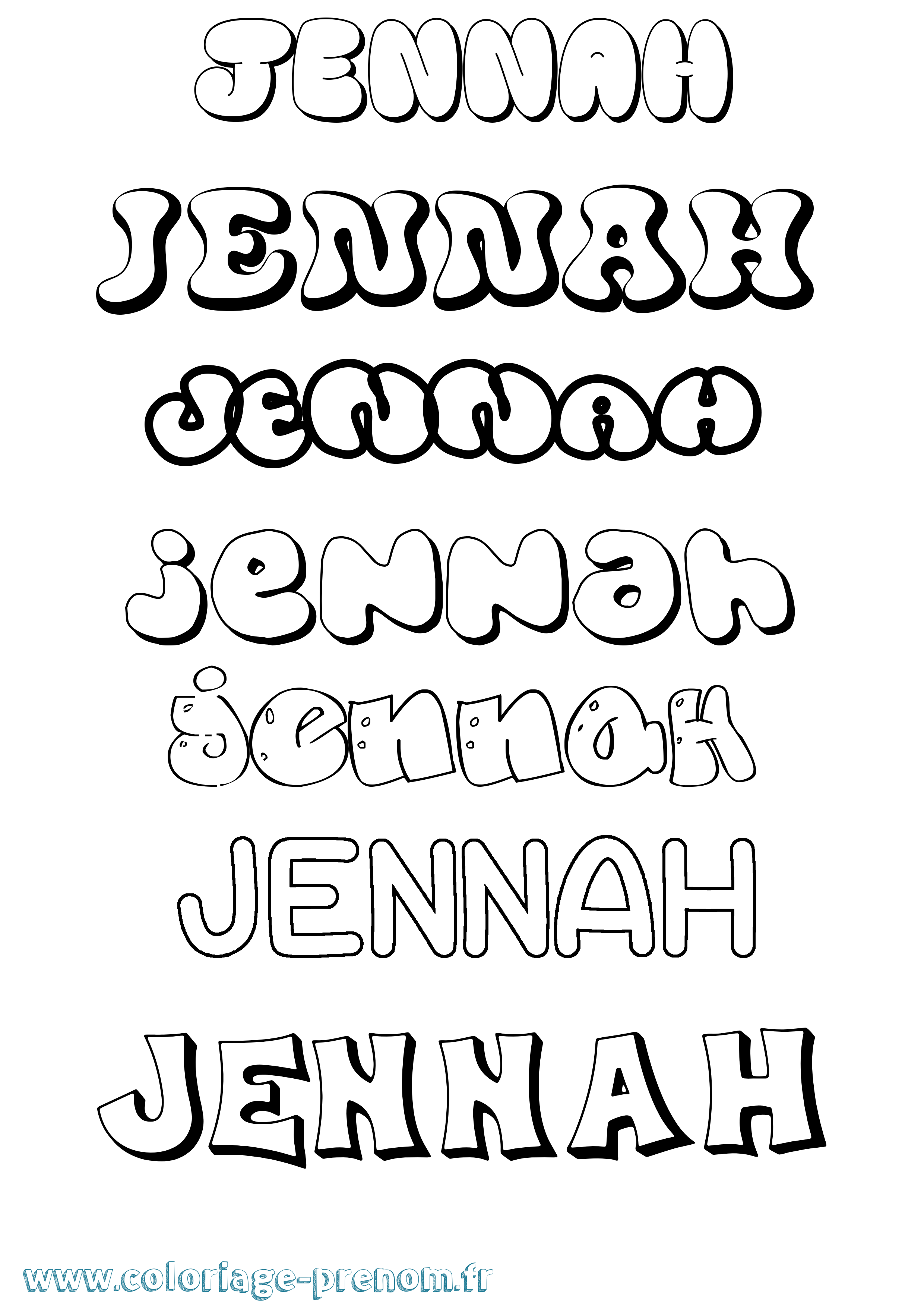 Coloriage Jennah Coloriage prénom Jennah