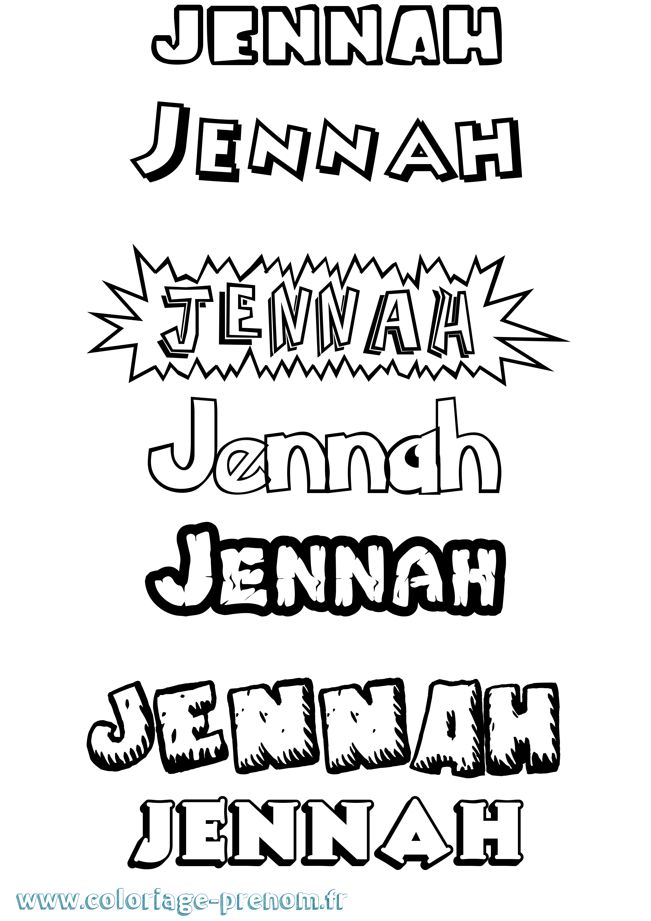 Coloriage Jennah Coloriage prénom Jennah