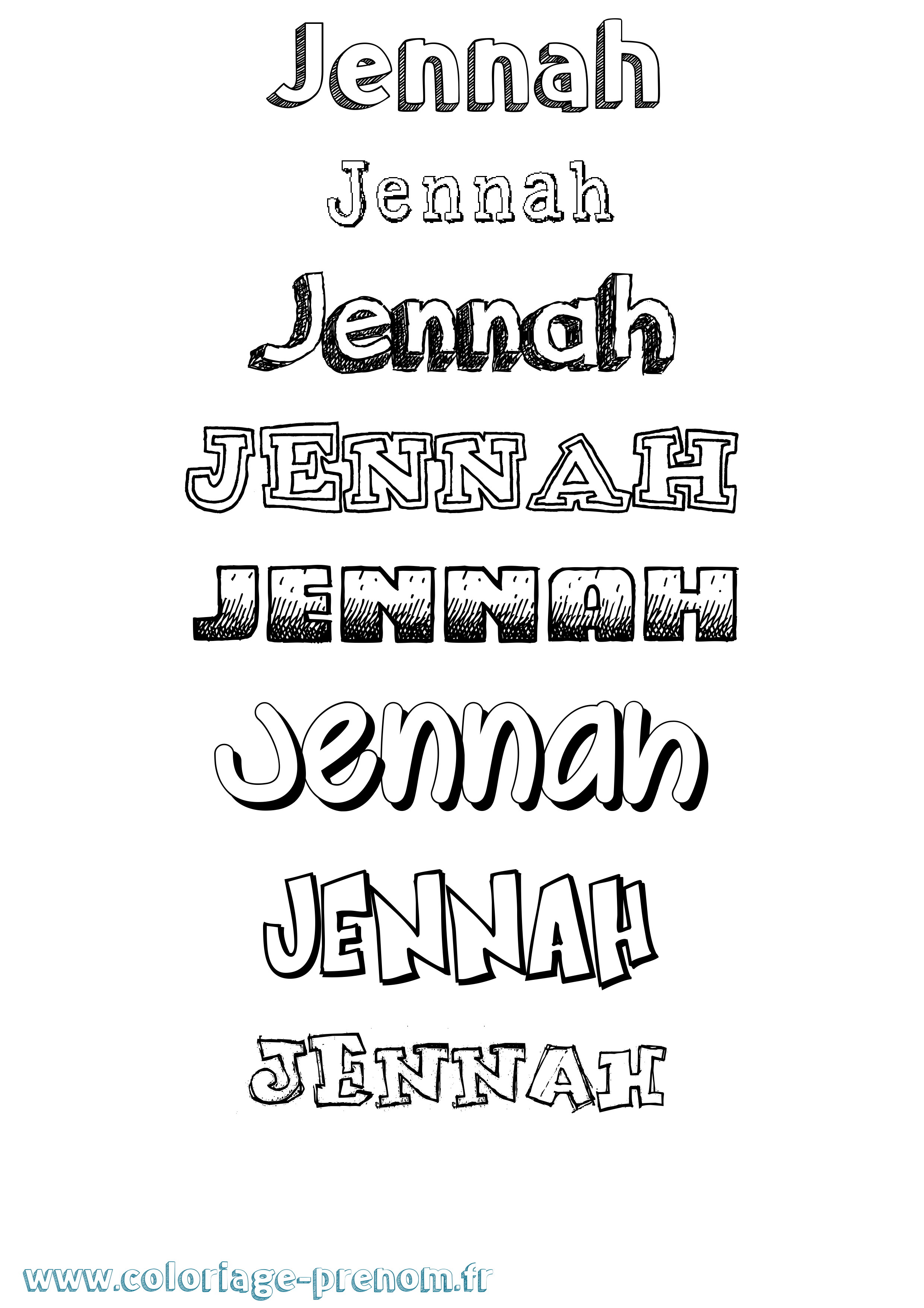 Coloriage Jennah Coloriage prénom Jennah
