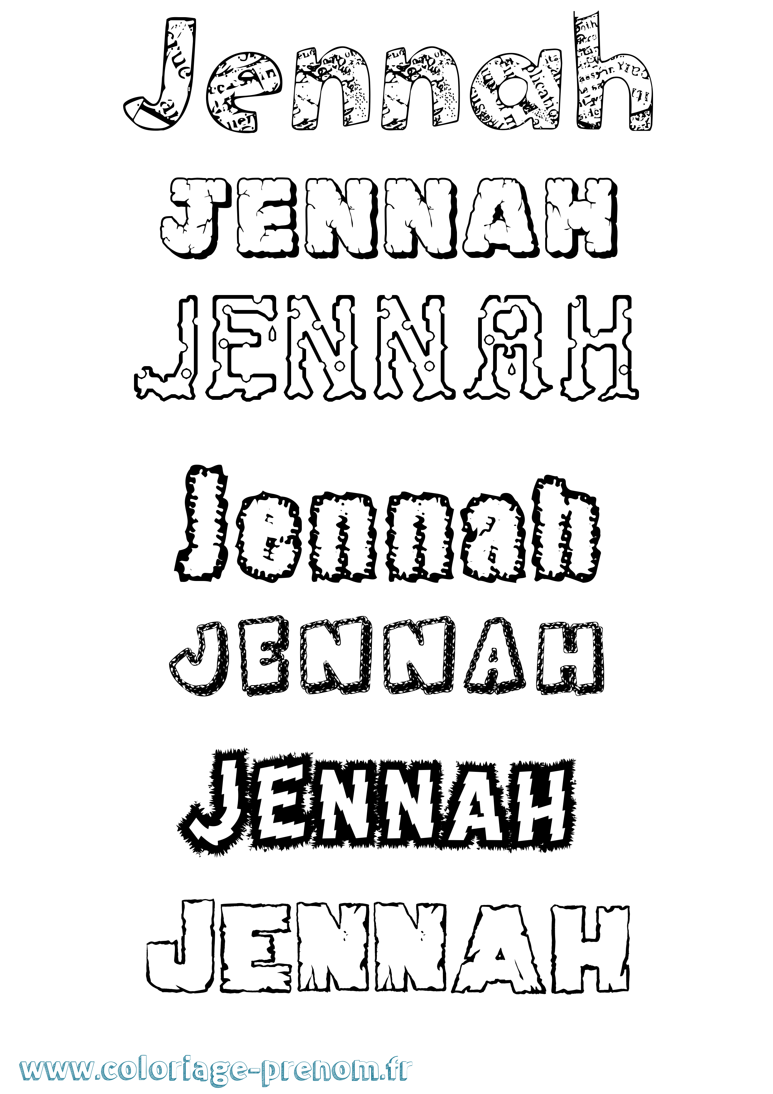 Coloriage Jennah Coloriage prénom Jennah