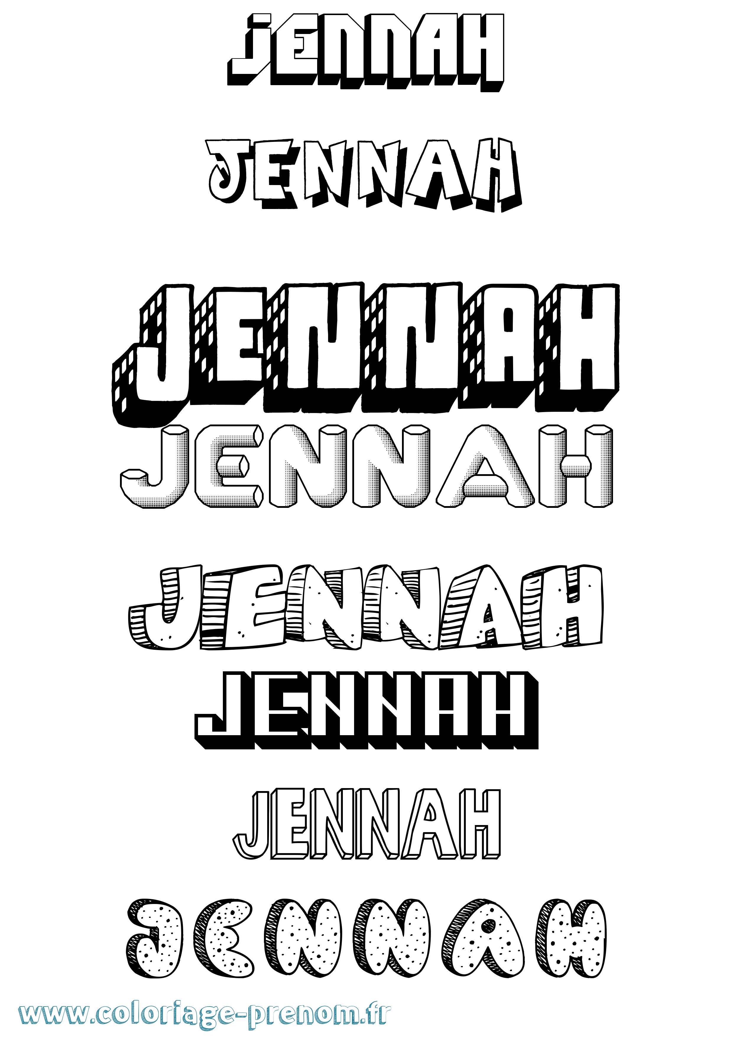 Coloriage prénom Jennah