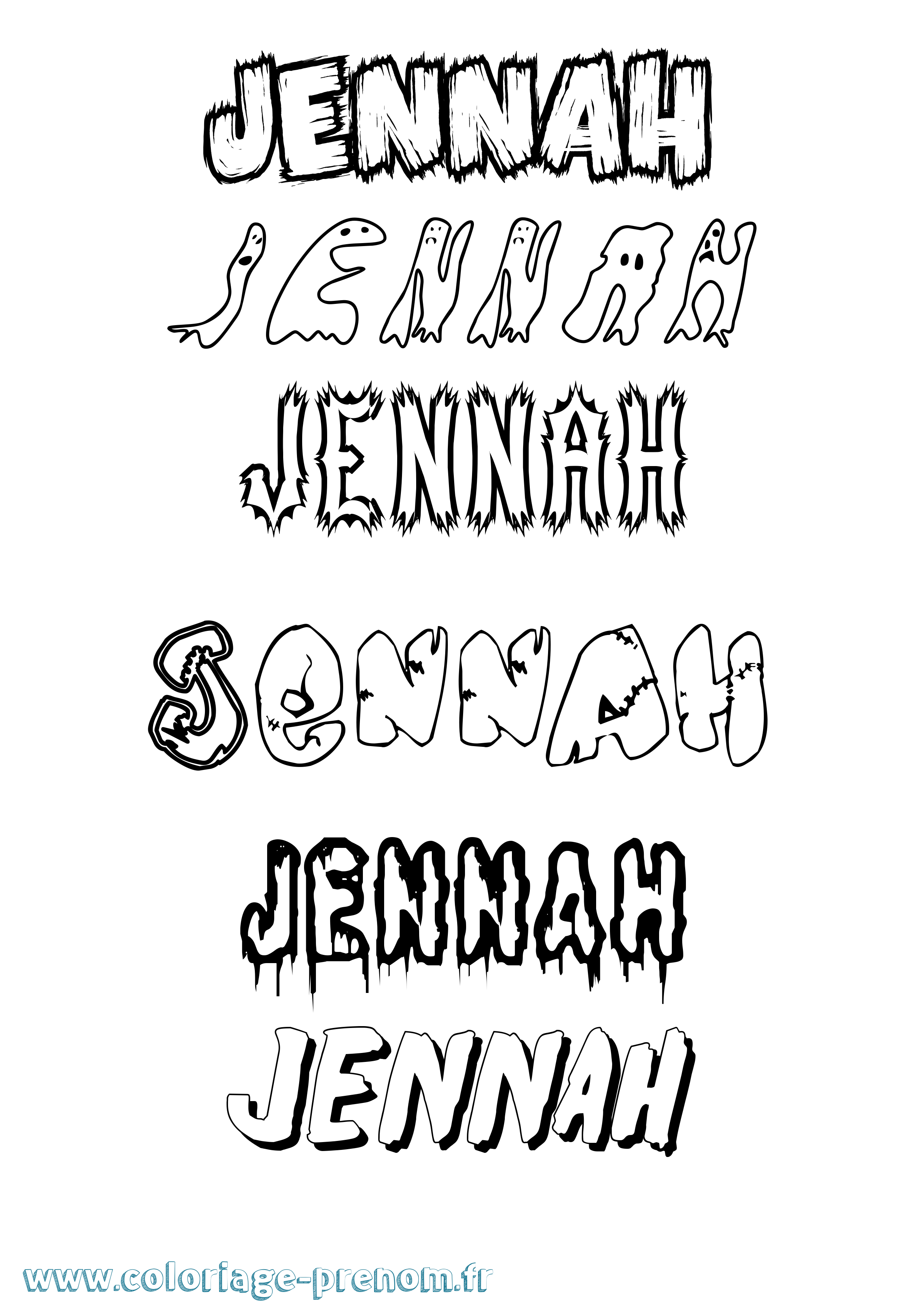 Coloriage Jennah Coloriage prénom Jennah