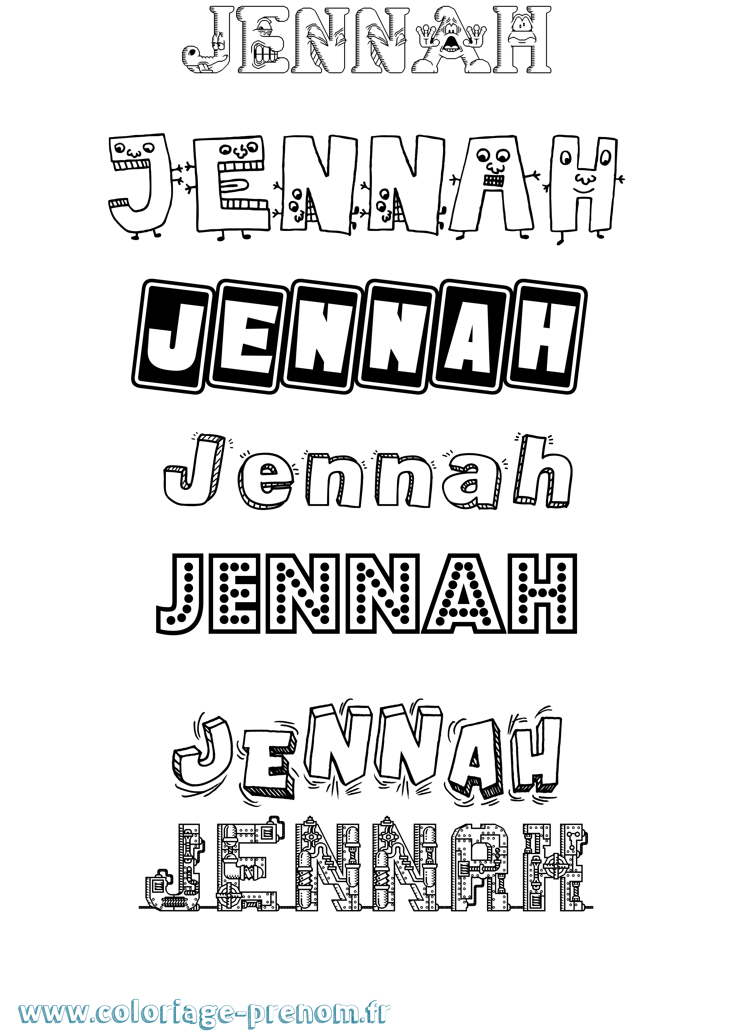 Coloriage Jennah Coloriage prénom Jennah